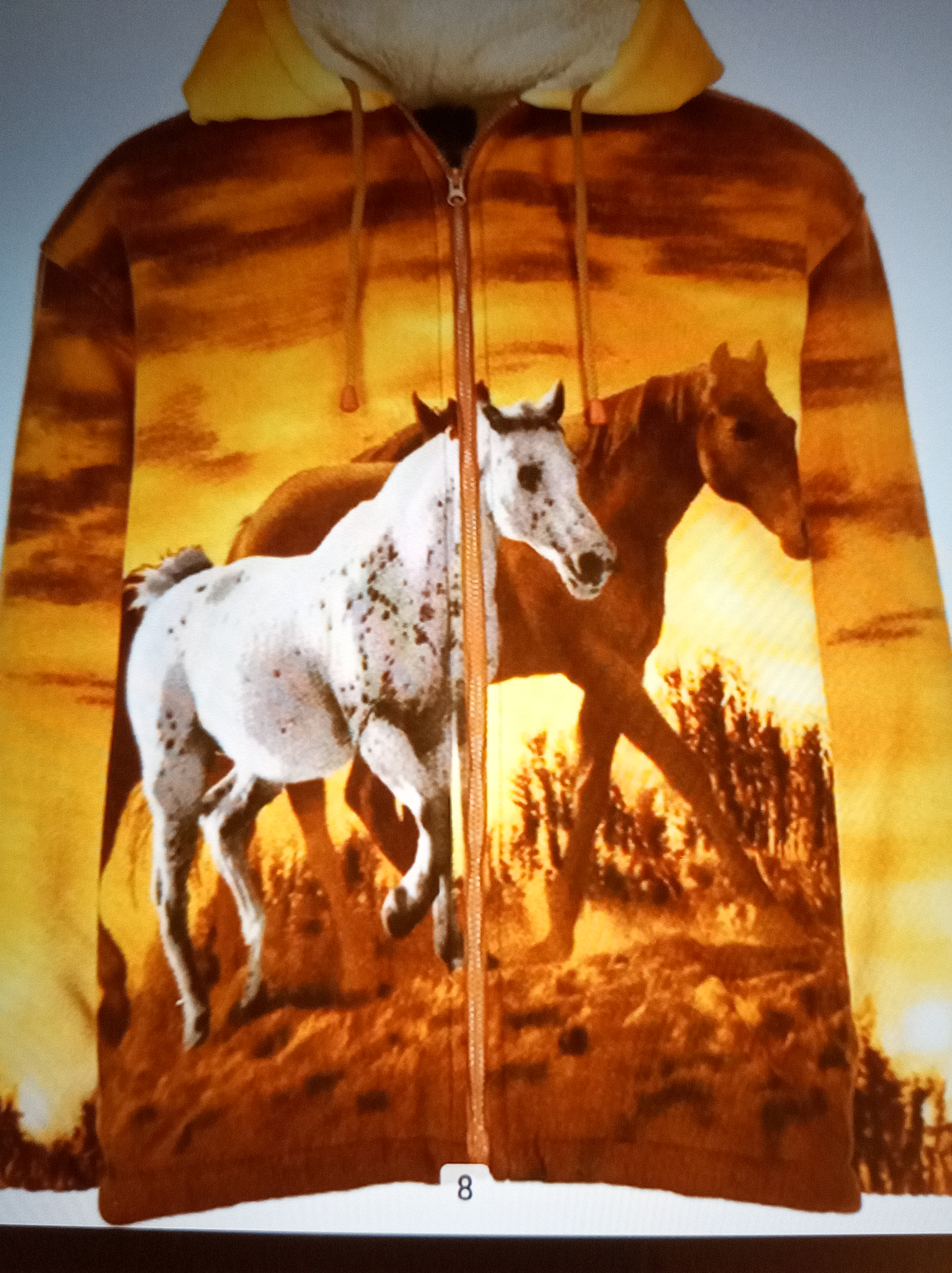 Horse Print Zip-Up Hoodie