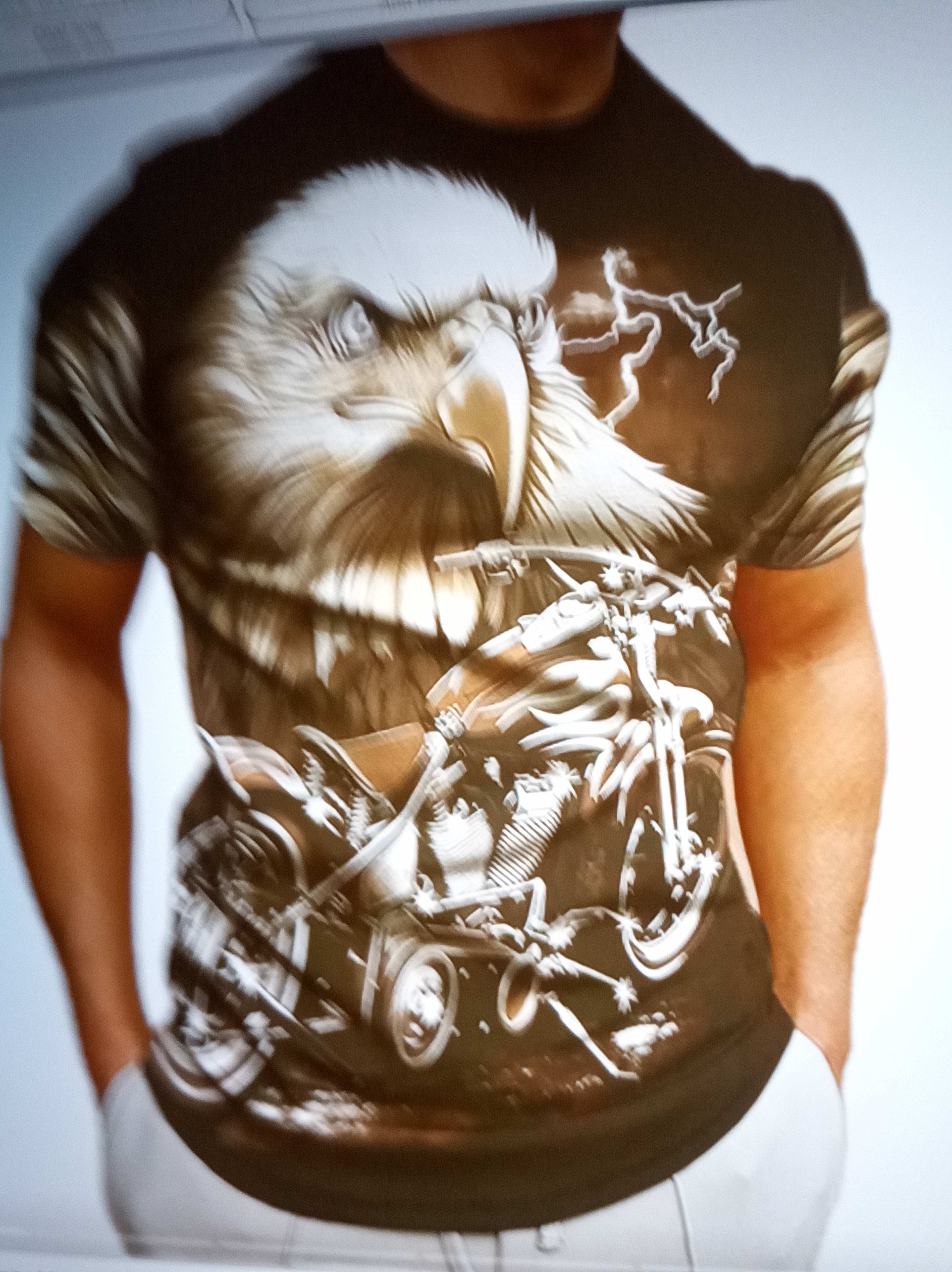 Eagle and Motorcycle Graphic T-shirt