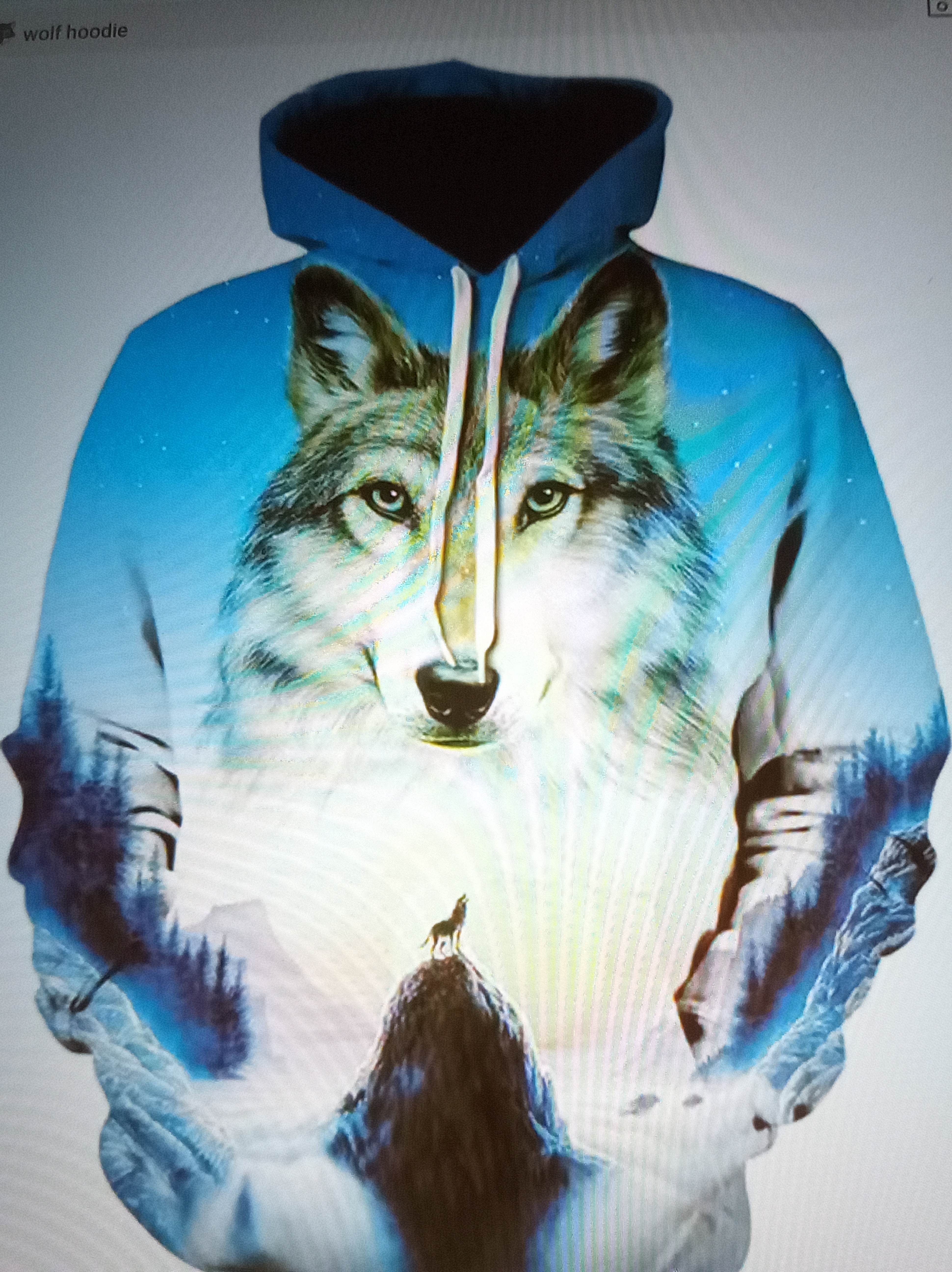 White Wolf Print Hoodie