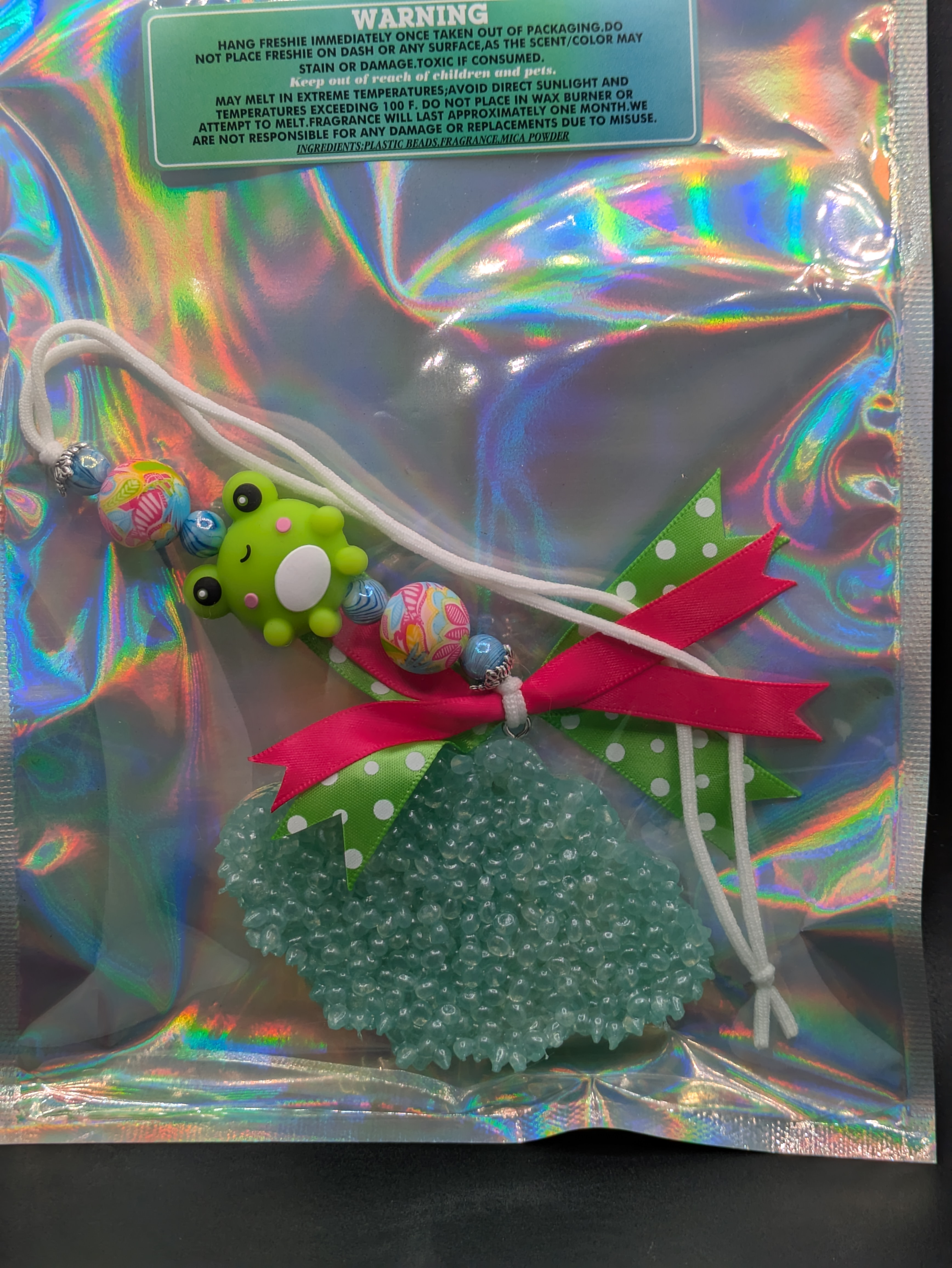 Frog Beaded Car Freshie