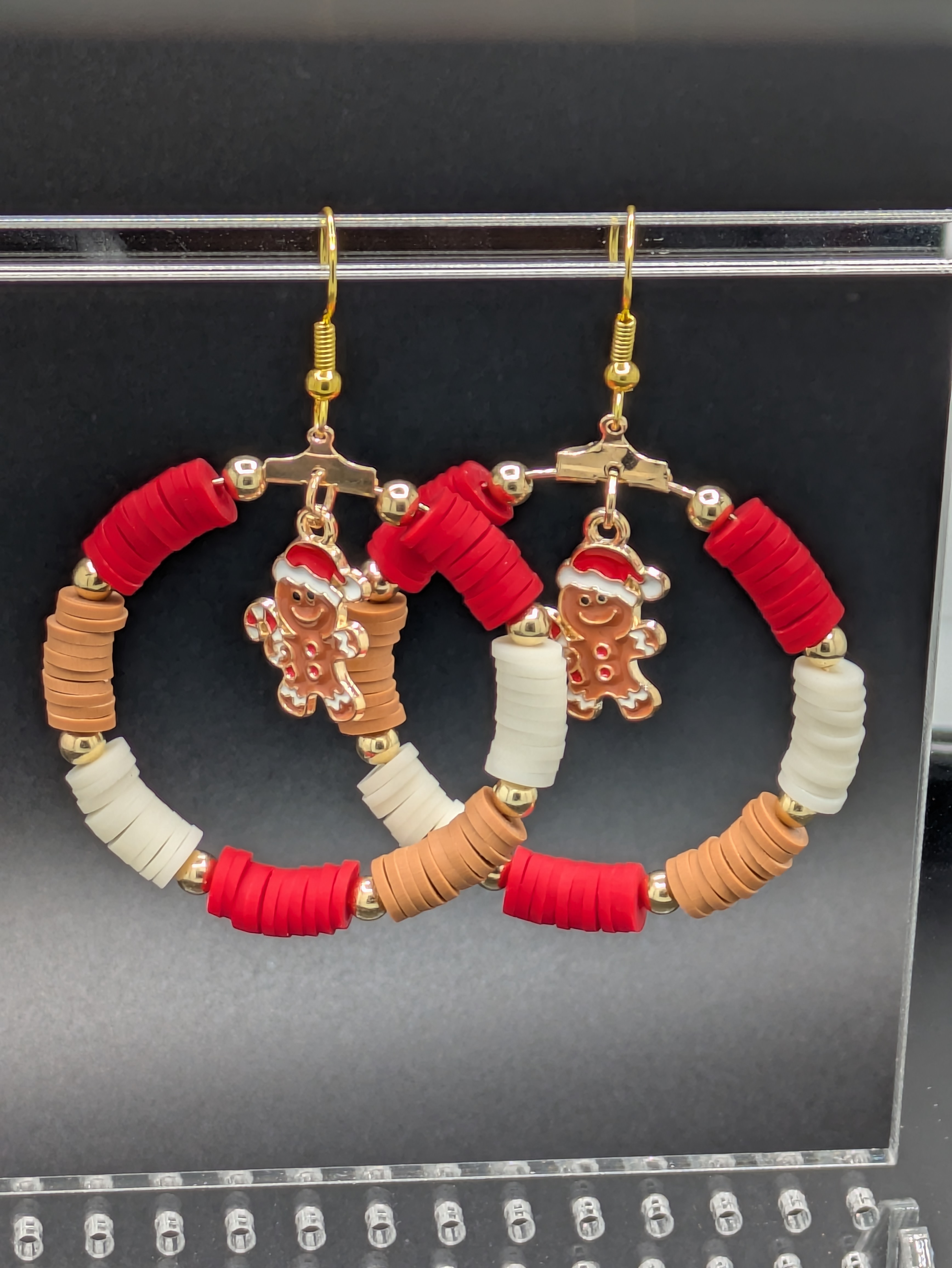 Gingerbread Christmas Hoop Earrings