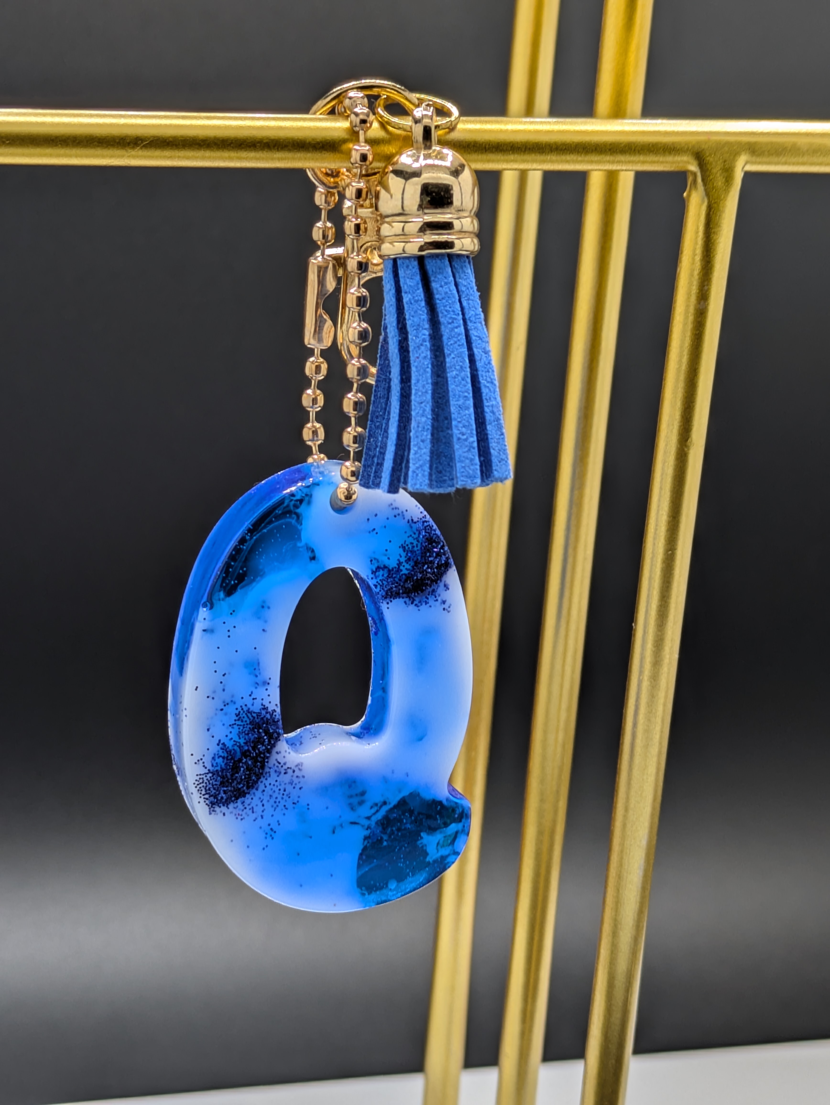 Blue Letter Q Keychain