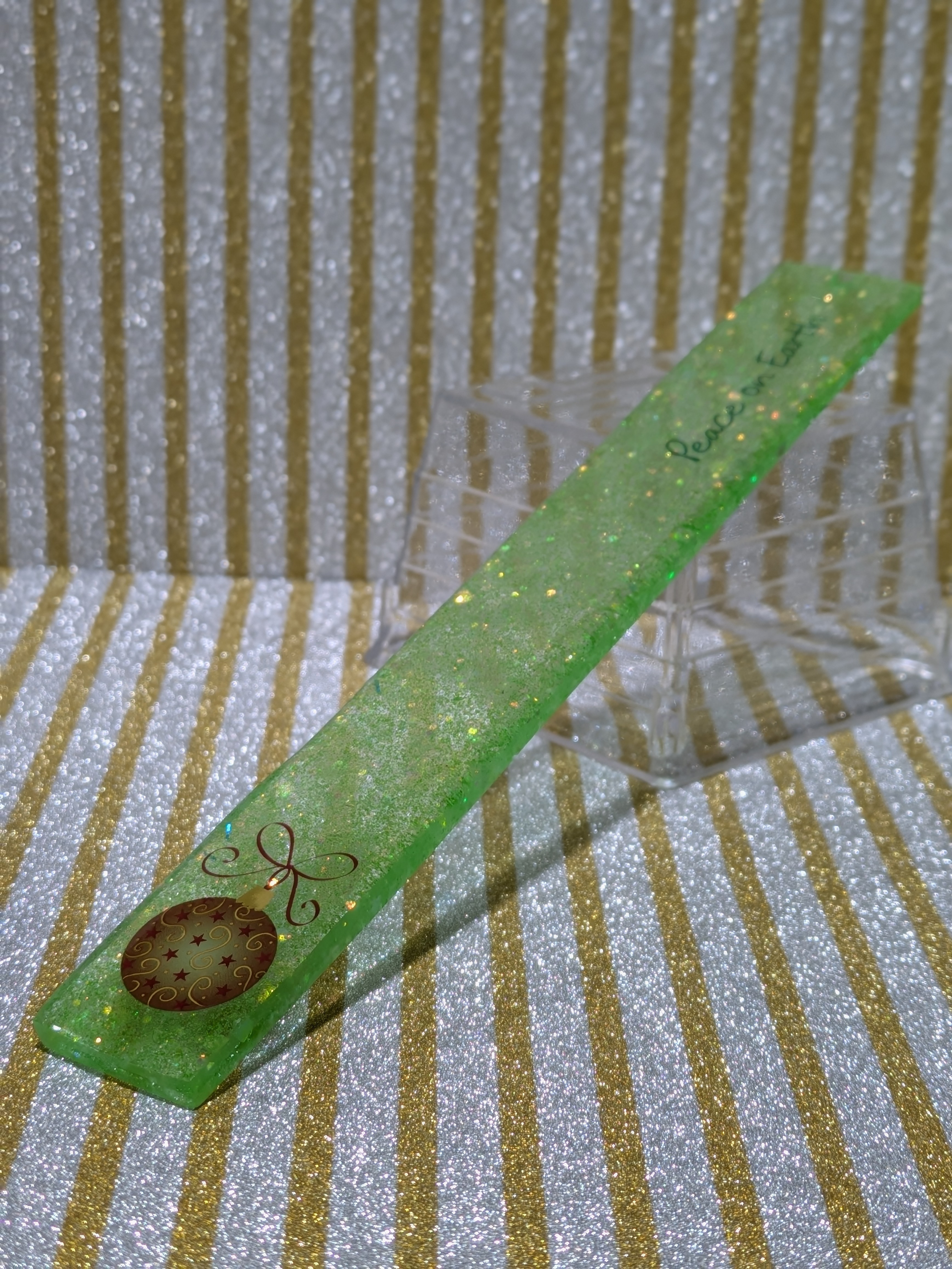 Peace on Earth- Green Resin Bookmark
