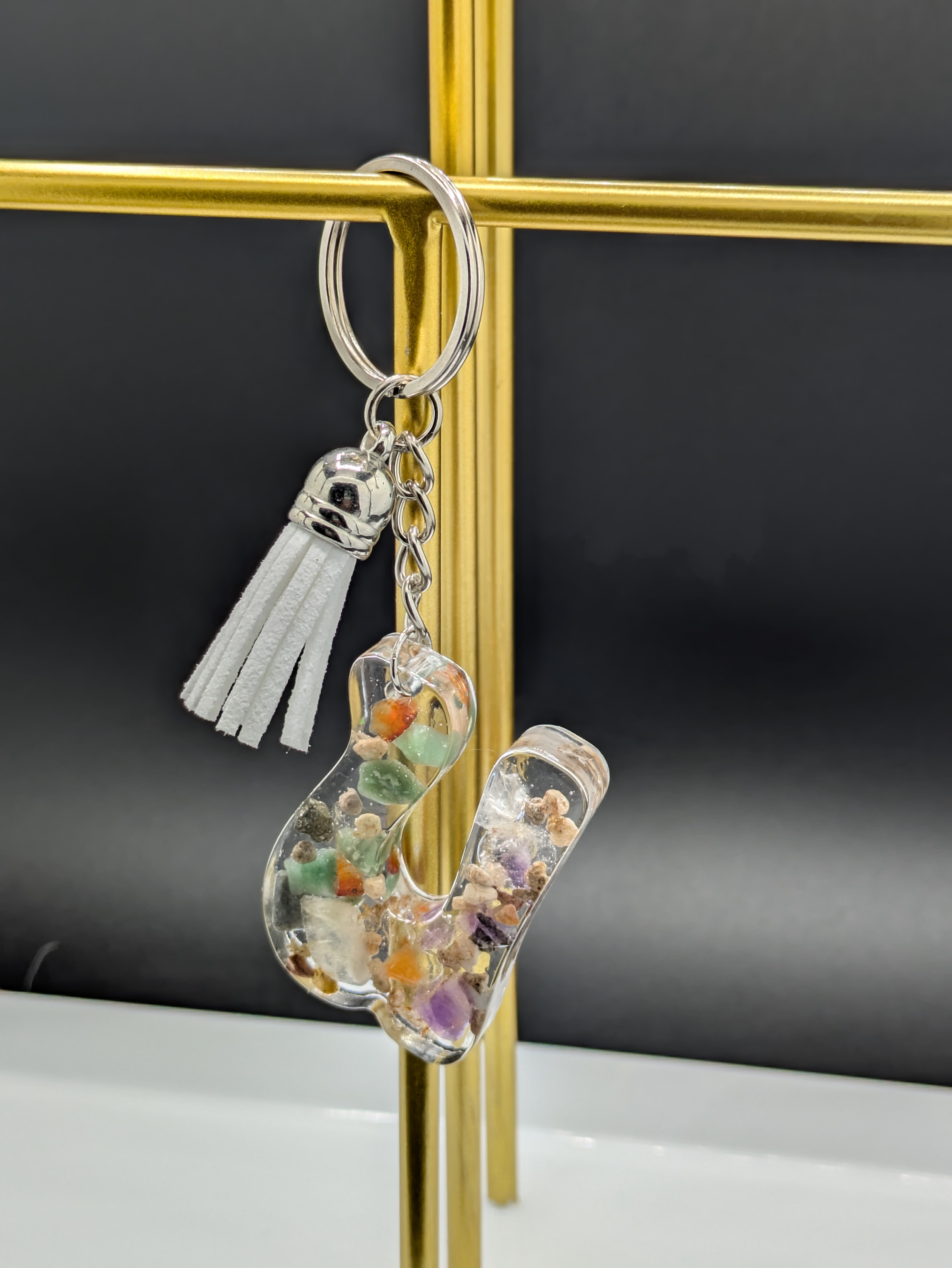 Resin Initial 'U' Keychain