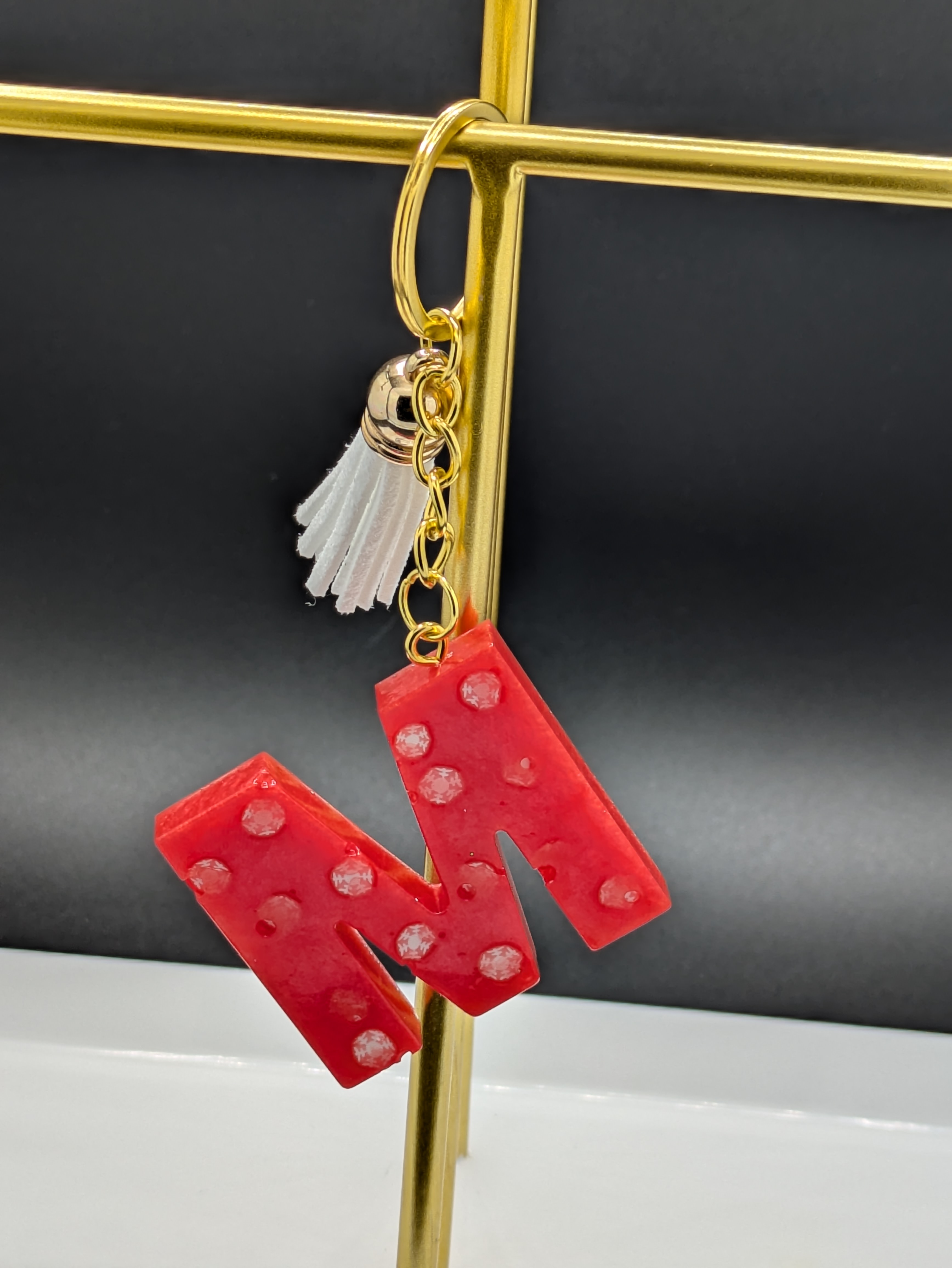 Red M Letter Keychain