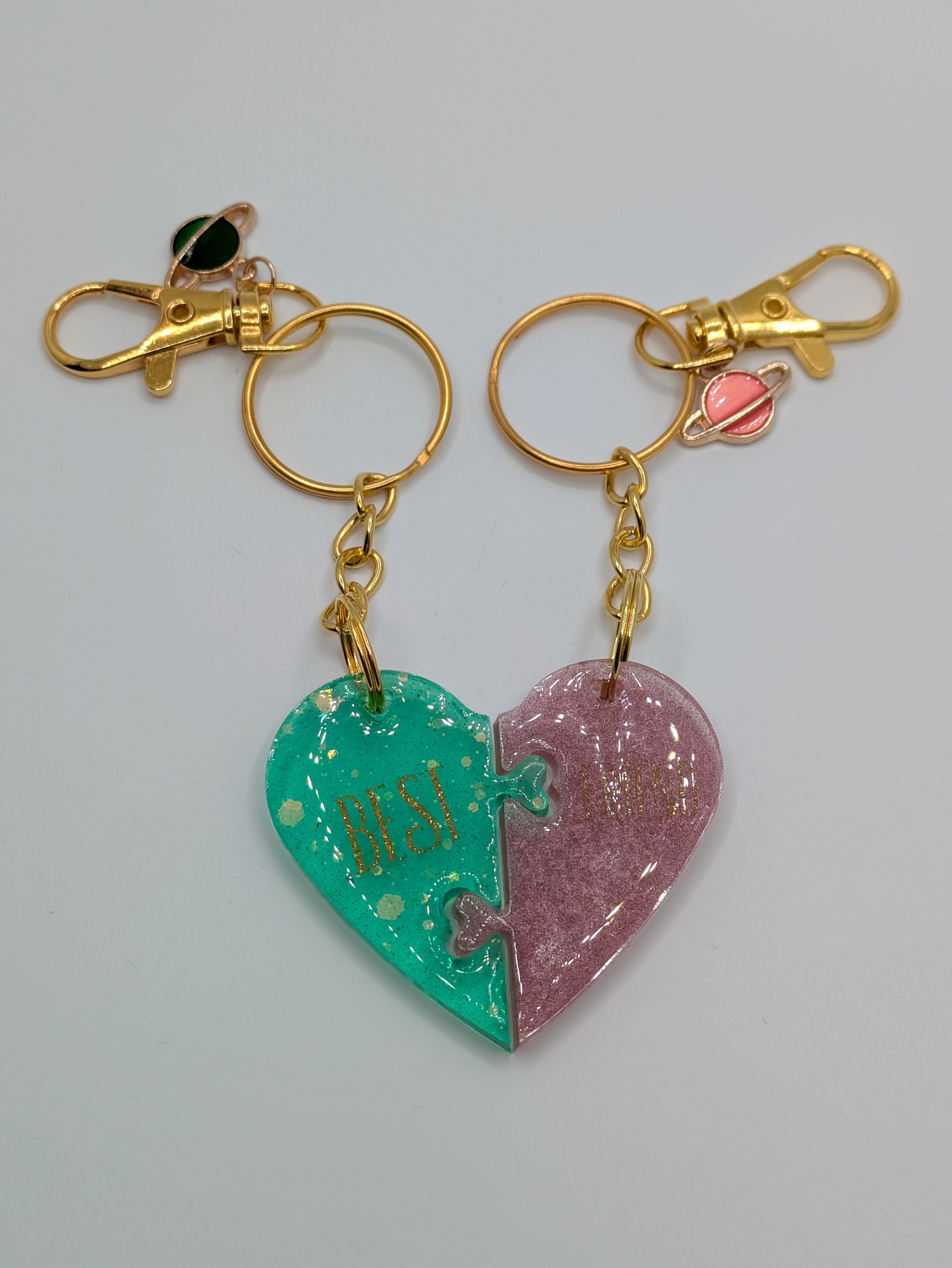 Heart Puzzle Keychain Set