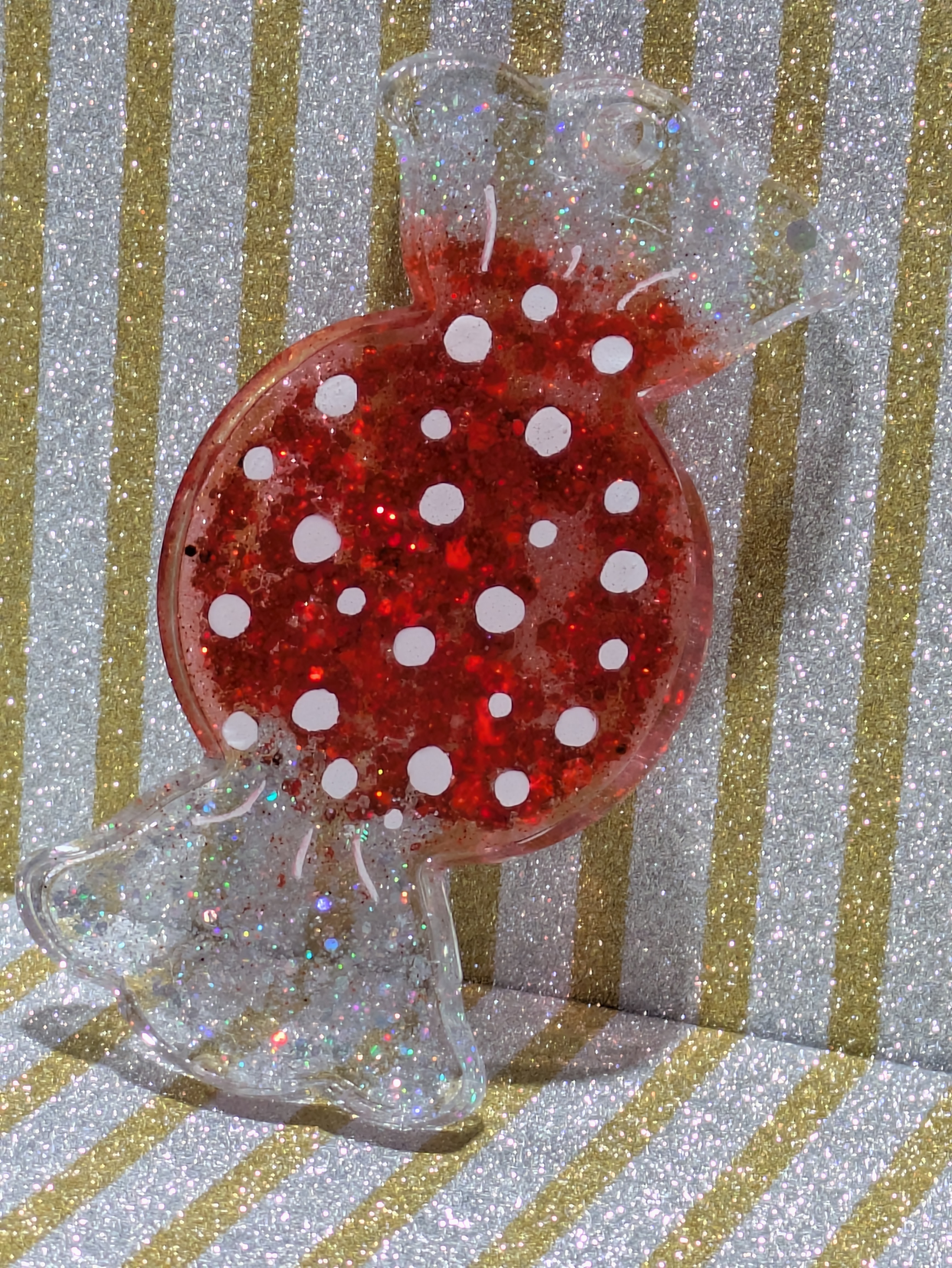 Red Glitter Polka Dot Candy Decoration