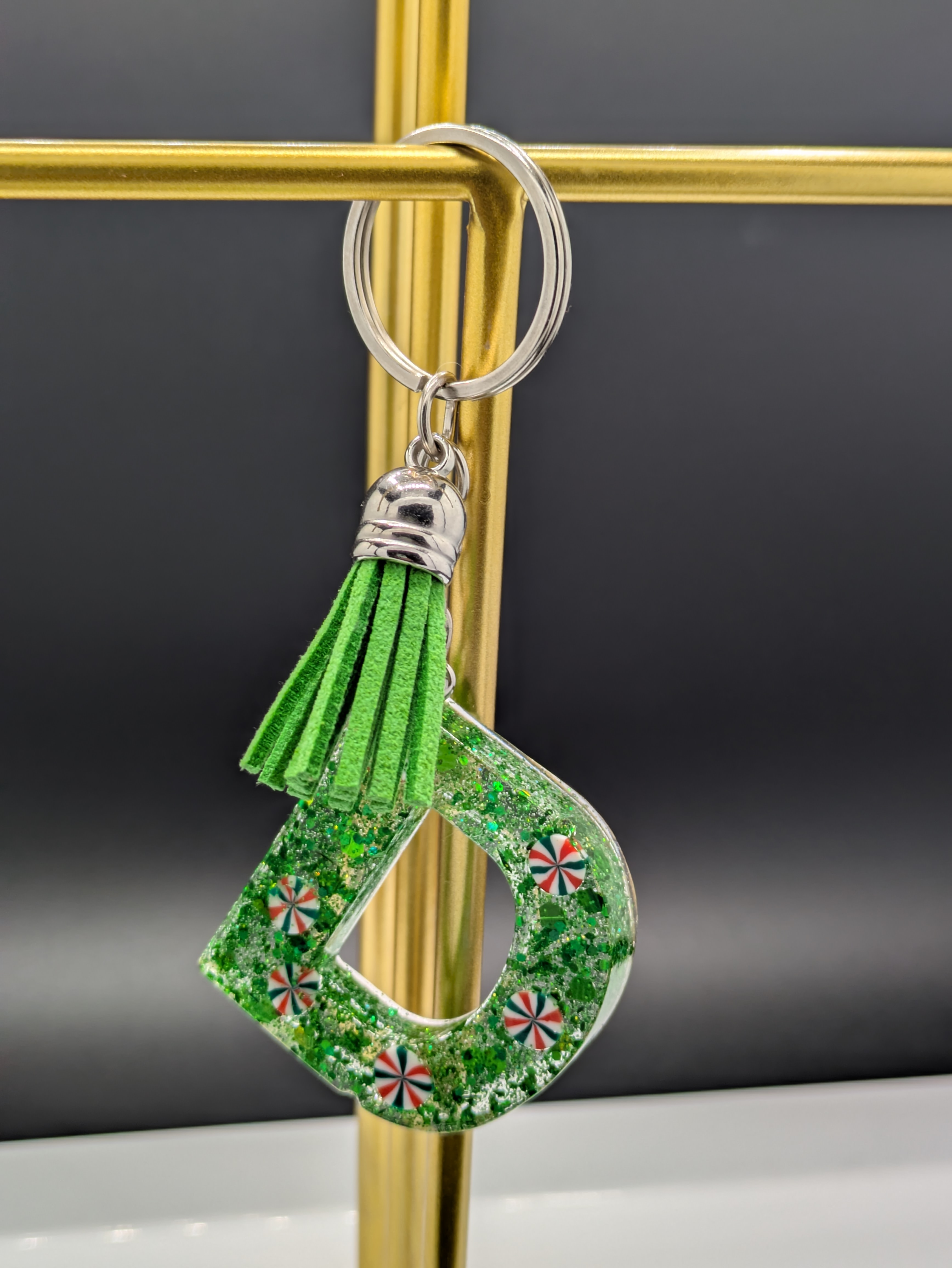 Green Letter D Keychain