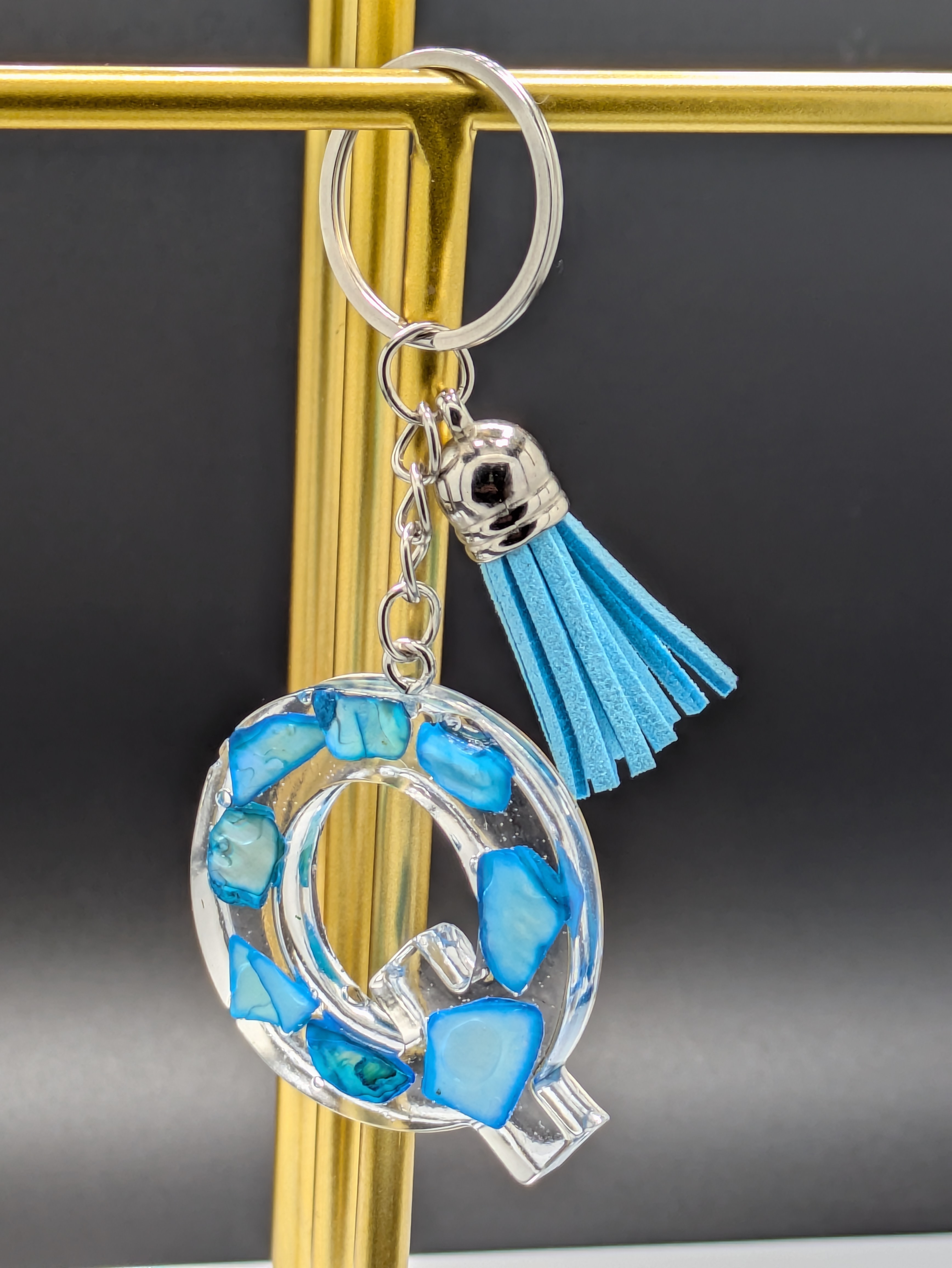 Letter Q Resin Keychain