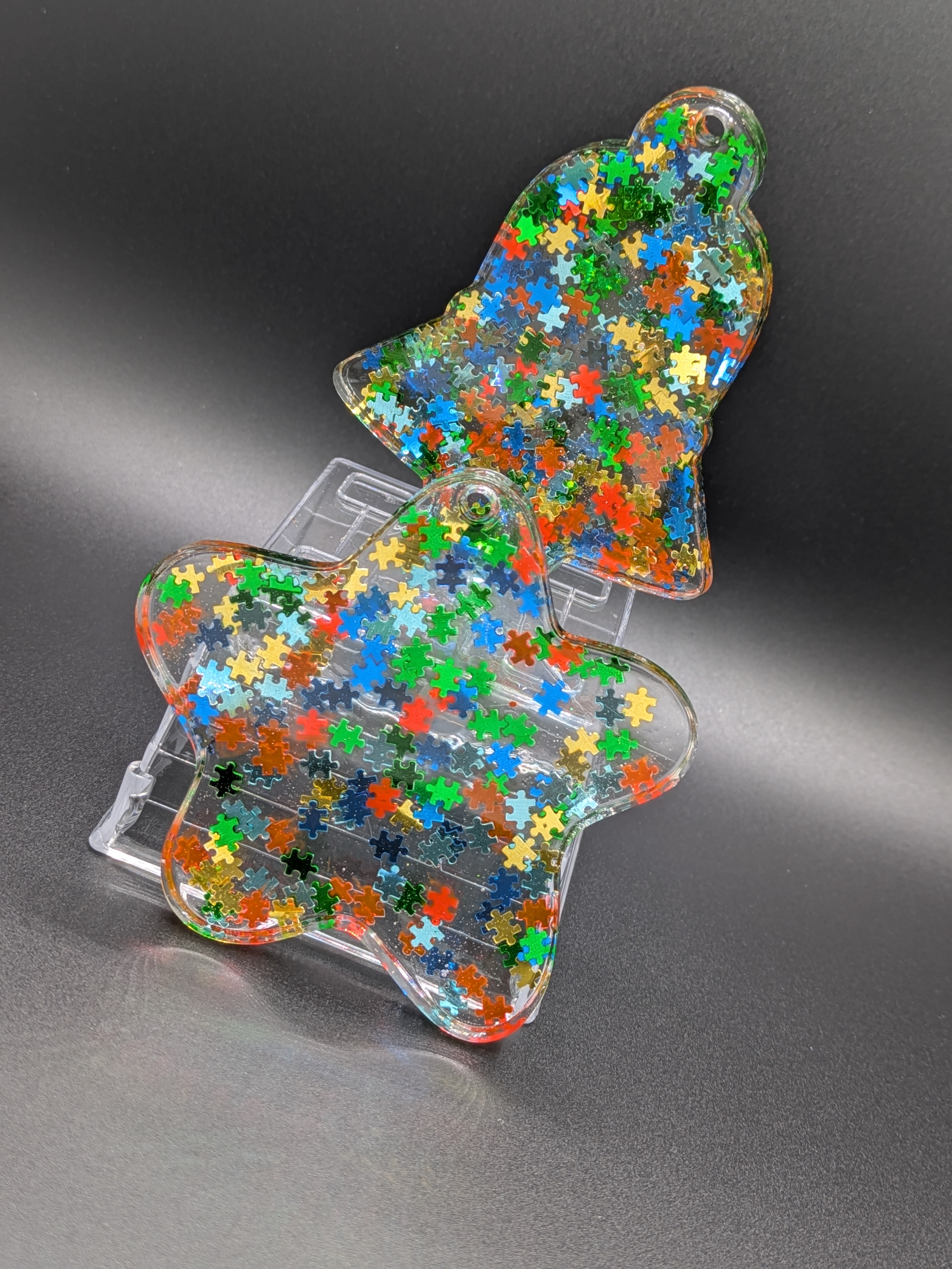 Colorful Puzzle Glitter Ornaments