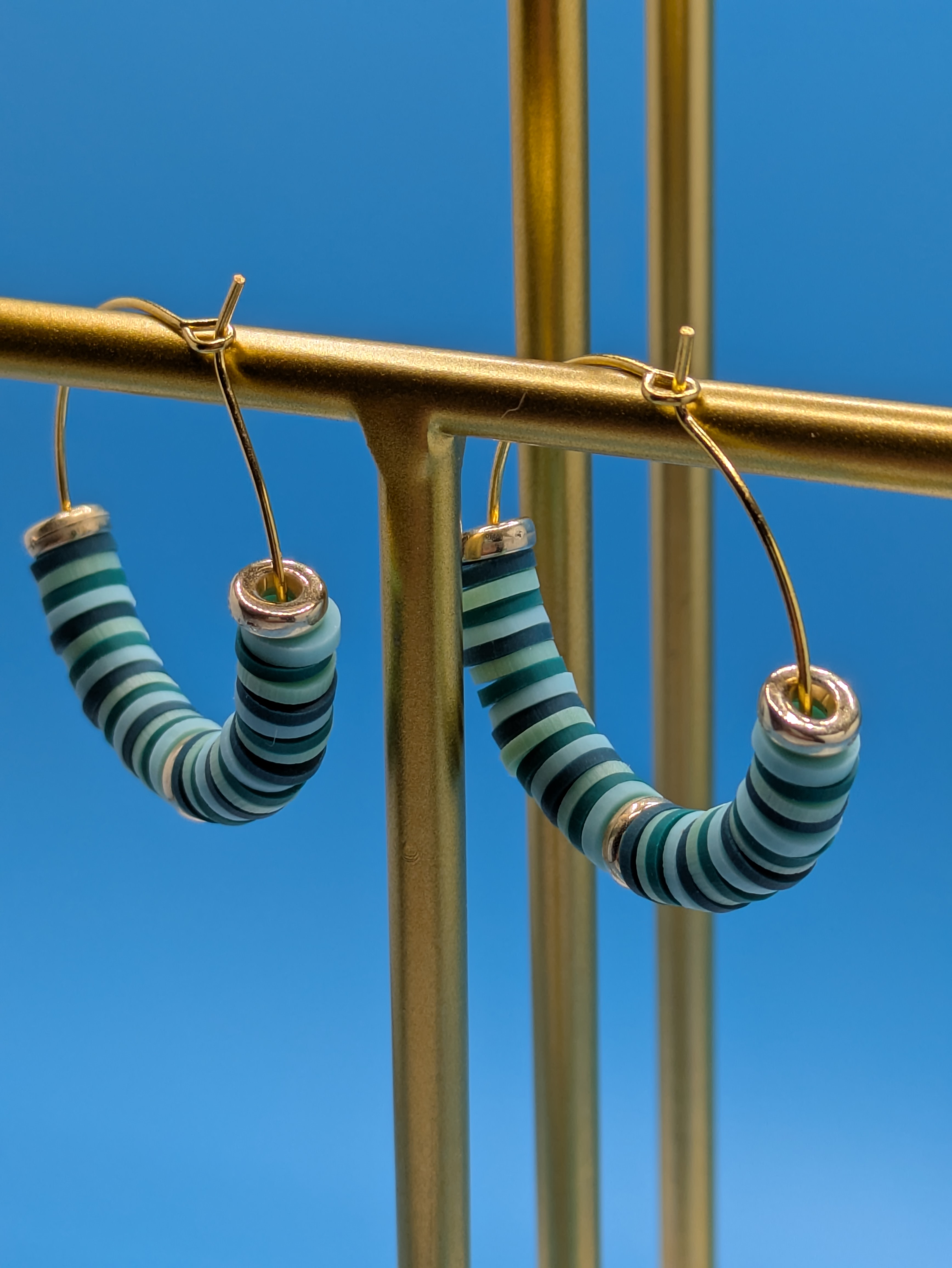 Striped Beaded Hoop Earrings