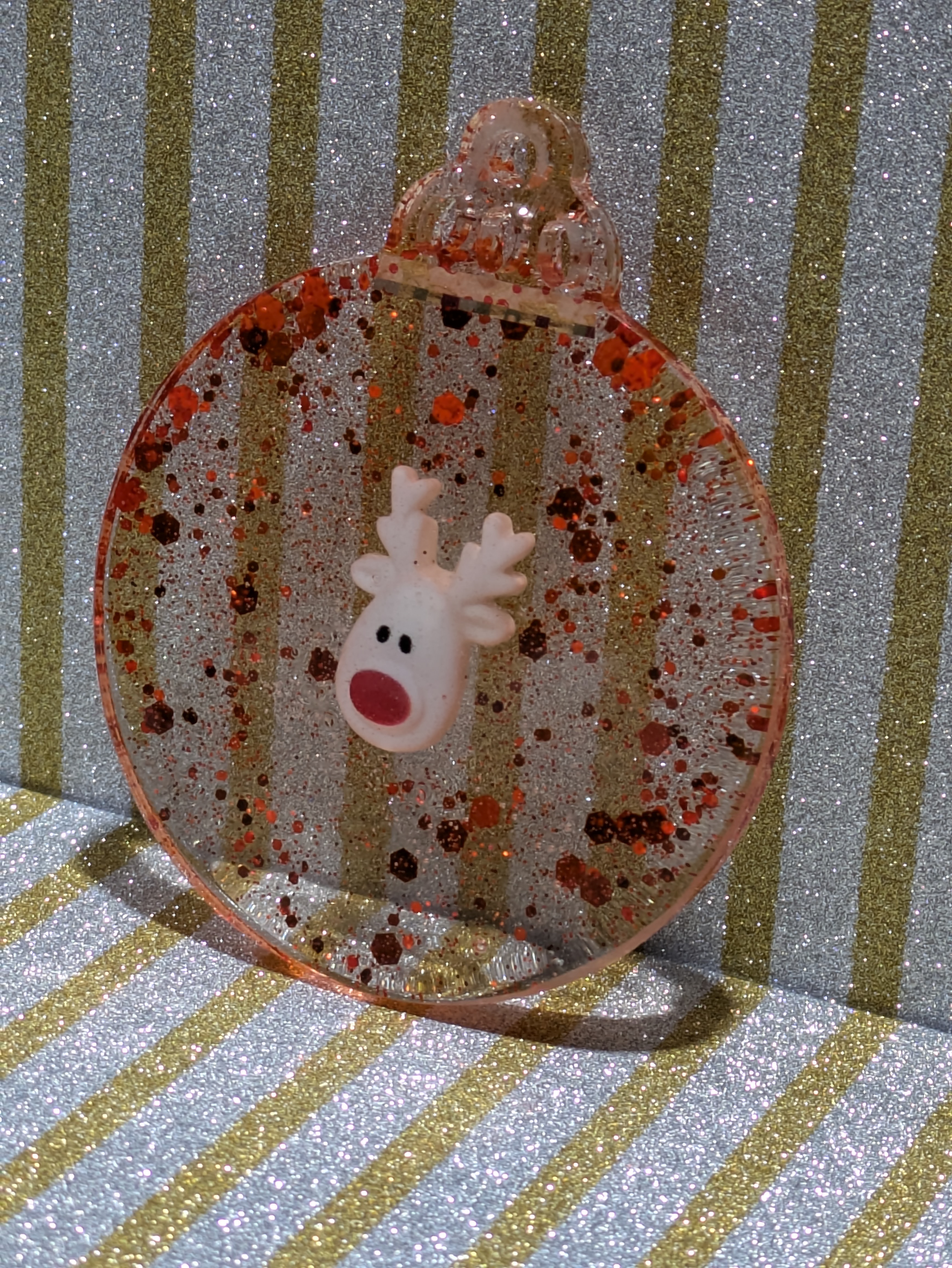 Glittery Reindeer Christmas Ornament