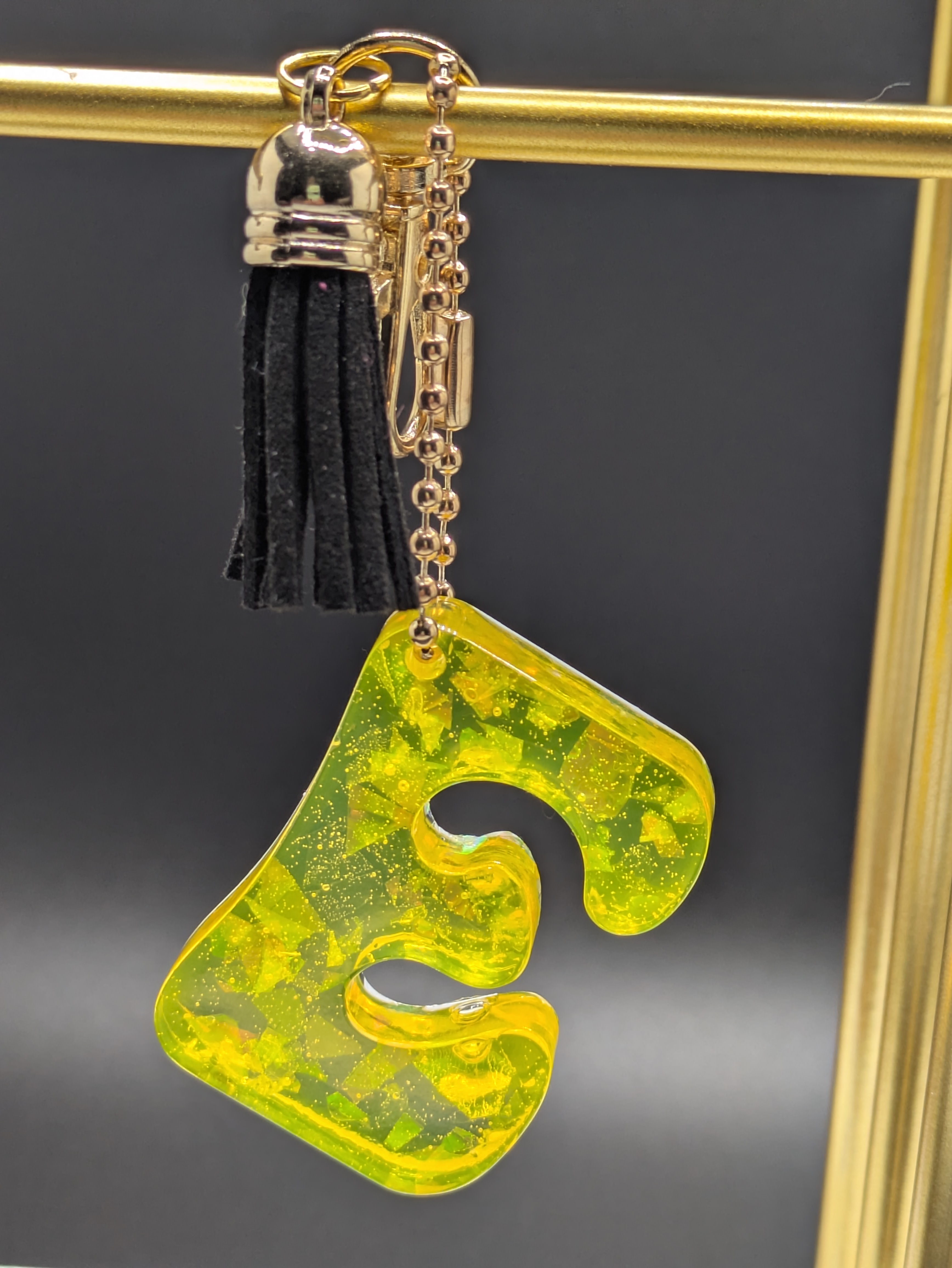 Resin Letter E Keychain