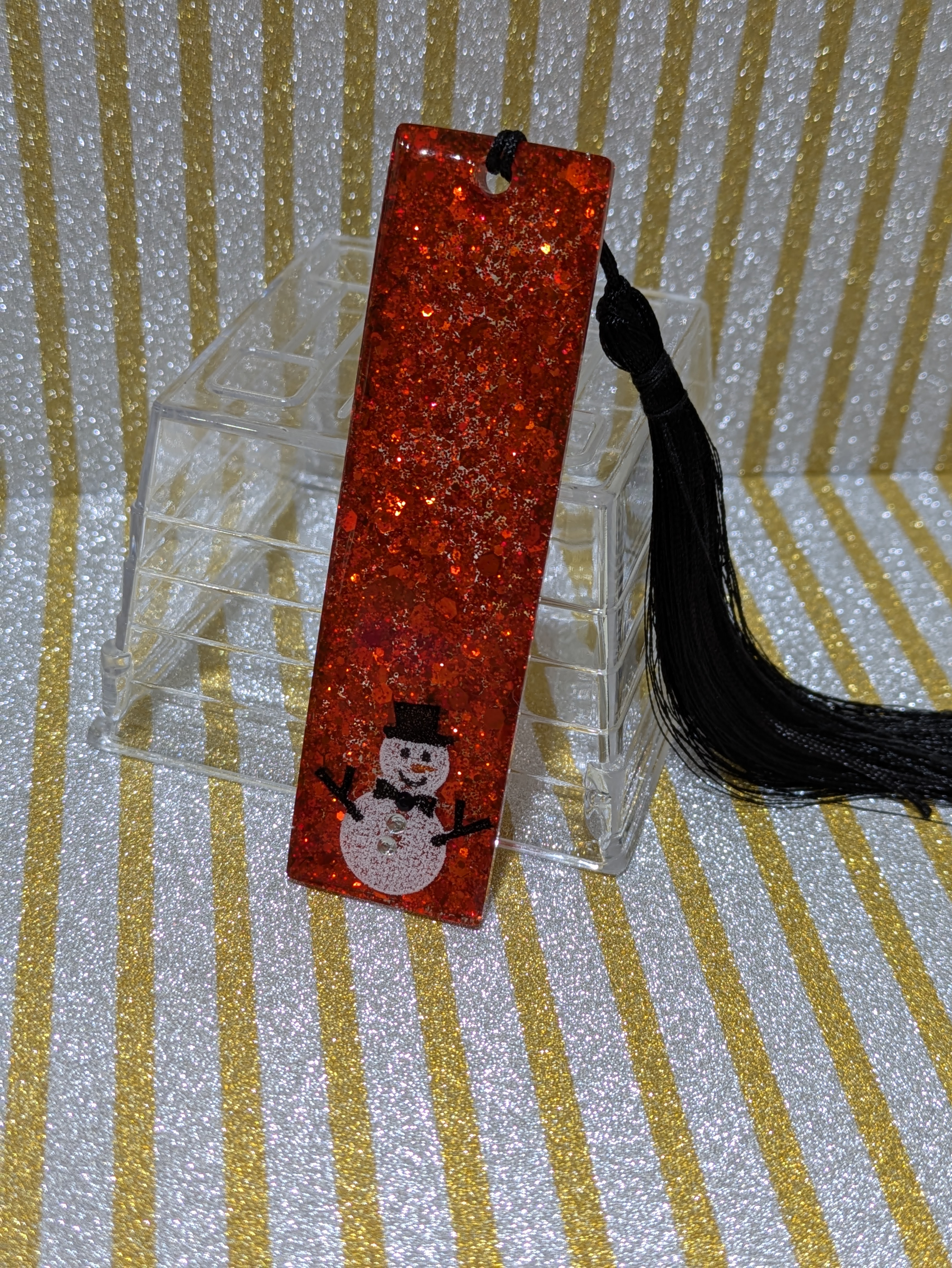 Handmade Glitter Snowman Bookmark