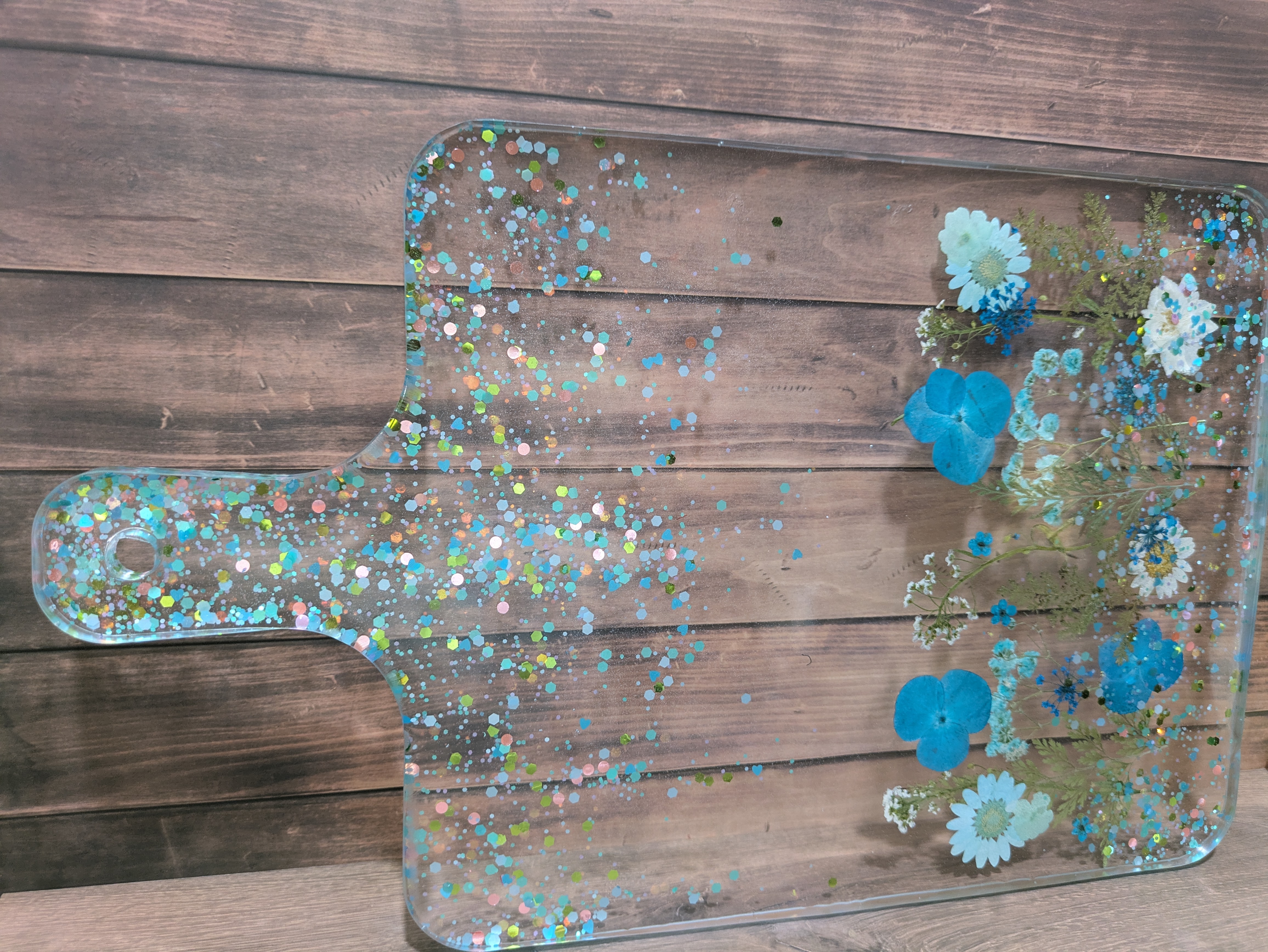Resin Serving tray with Dried Flowers
