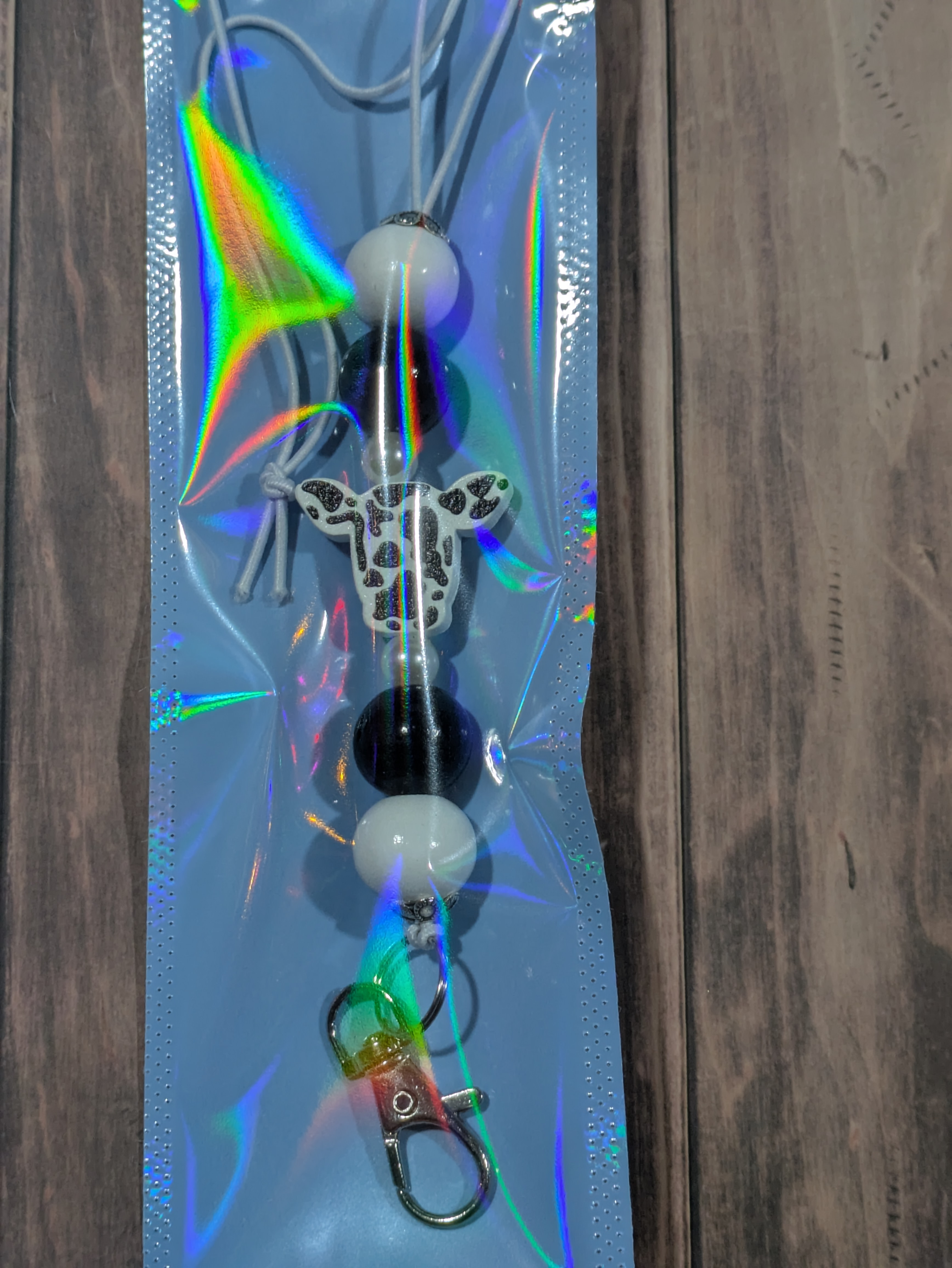 Cow Print Bead Freshie hanger