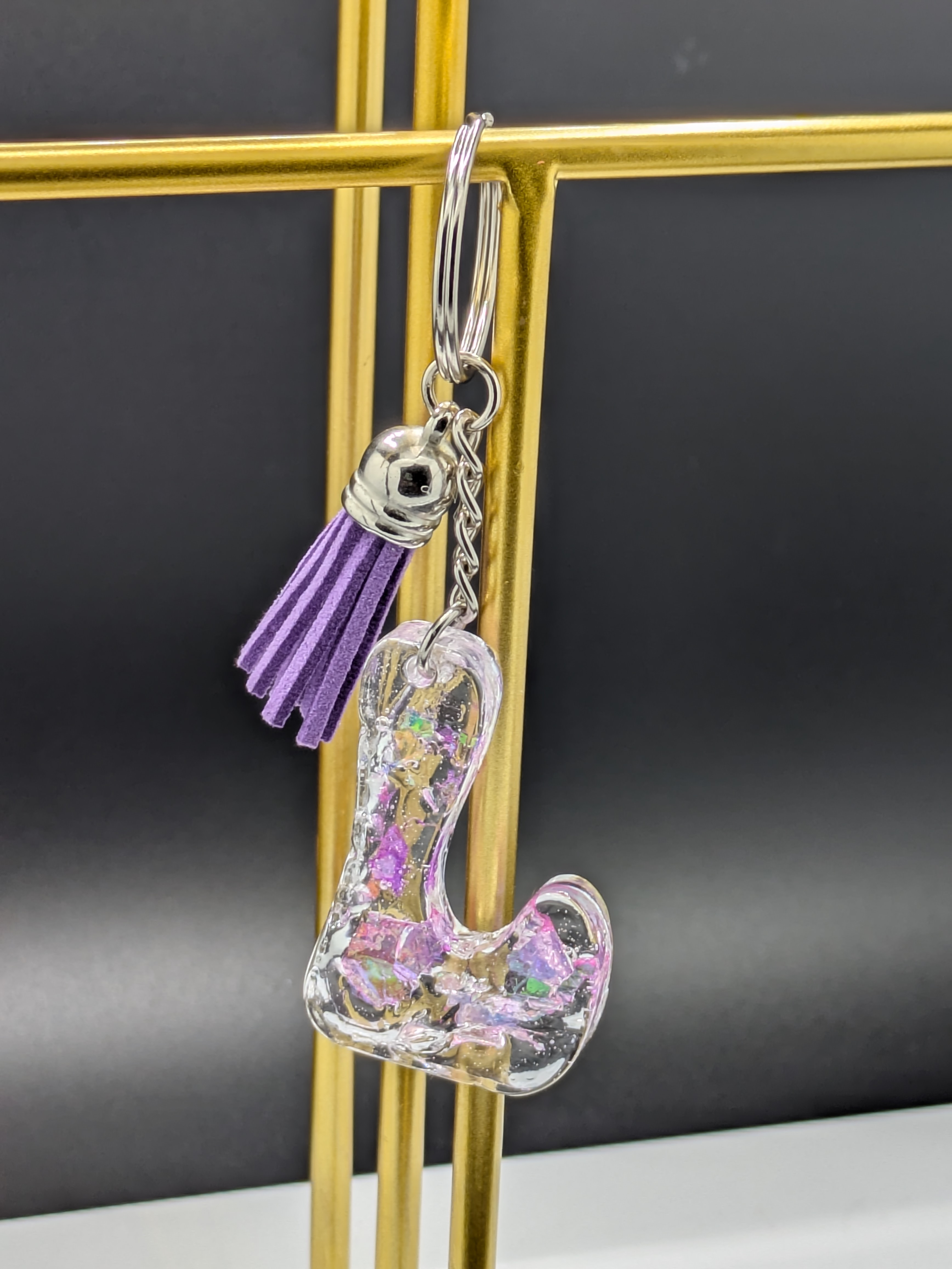 Resin Letter 'L' Keychain