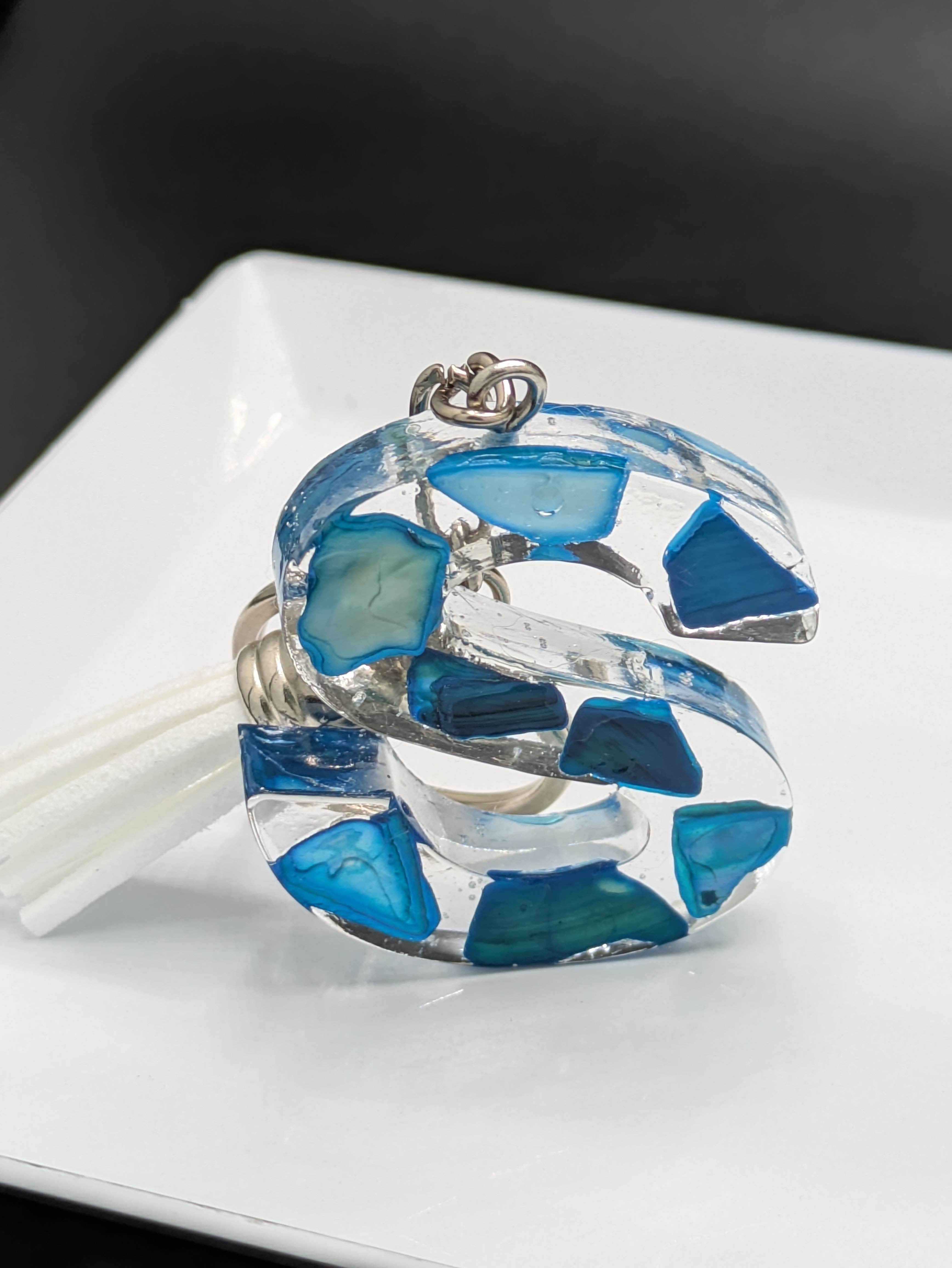 Blue Resin Letter S Keychain