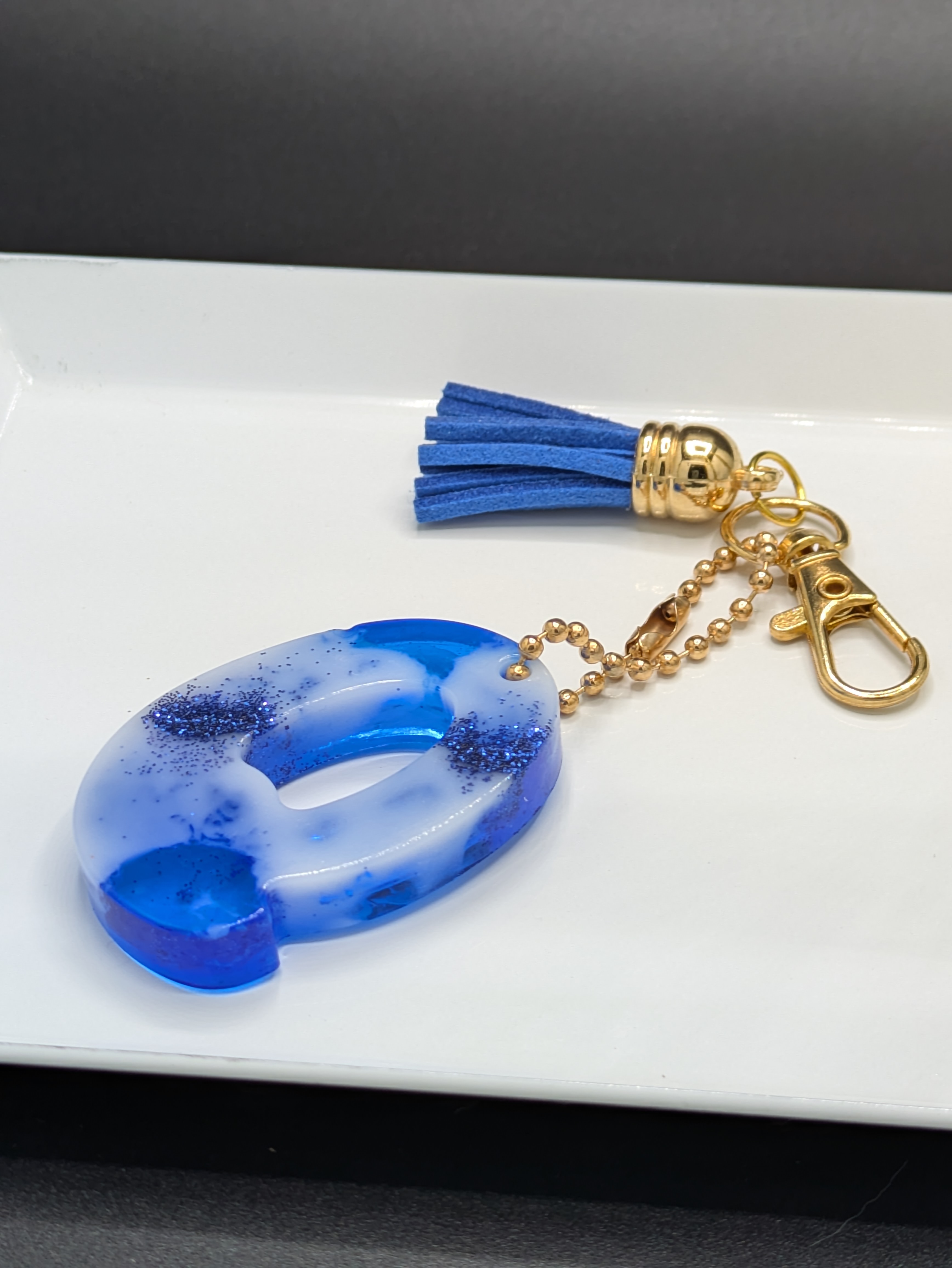 Blue Letter Q Keychain