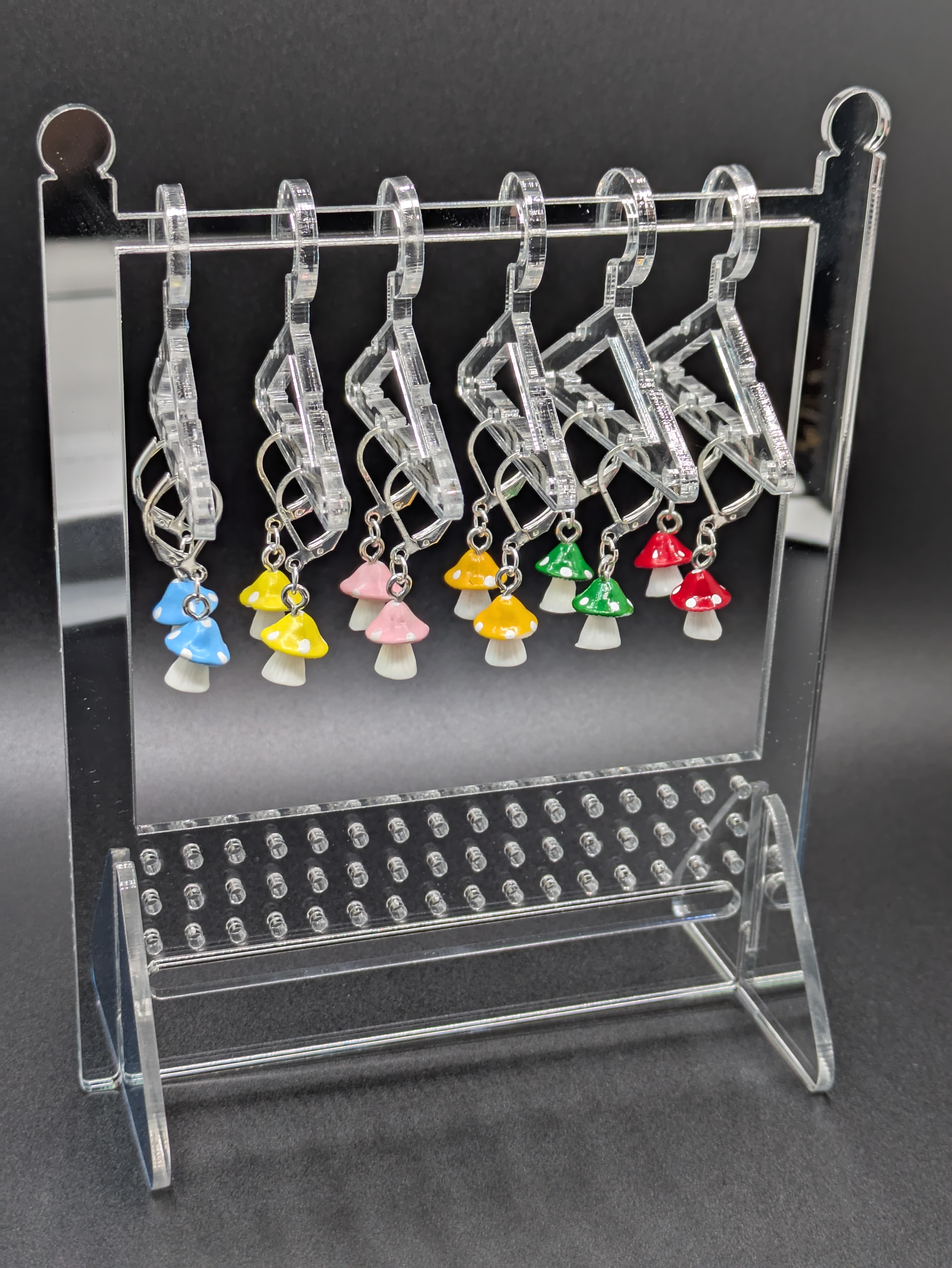 Blue Mushroom Dangle Earrings