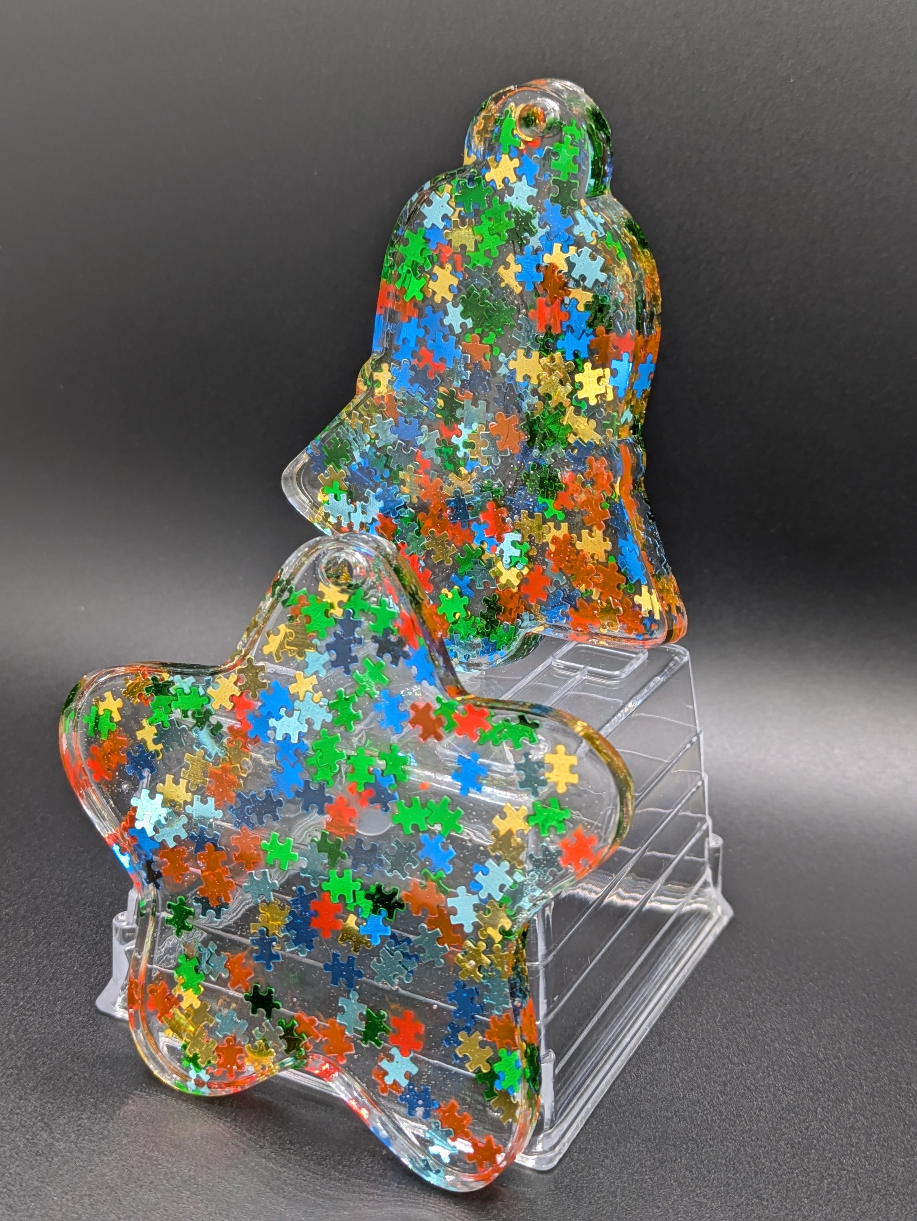 Colorful Puzzle Glitter Ornaments
