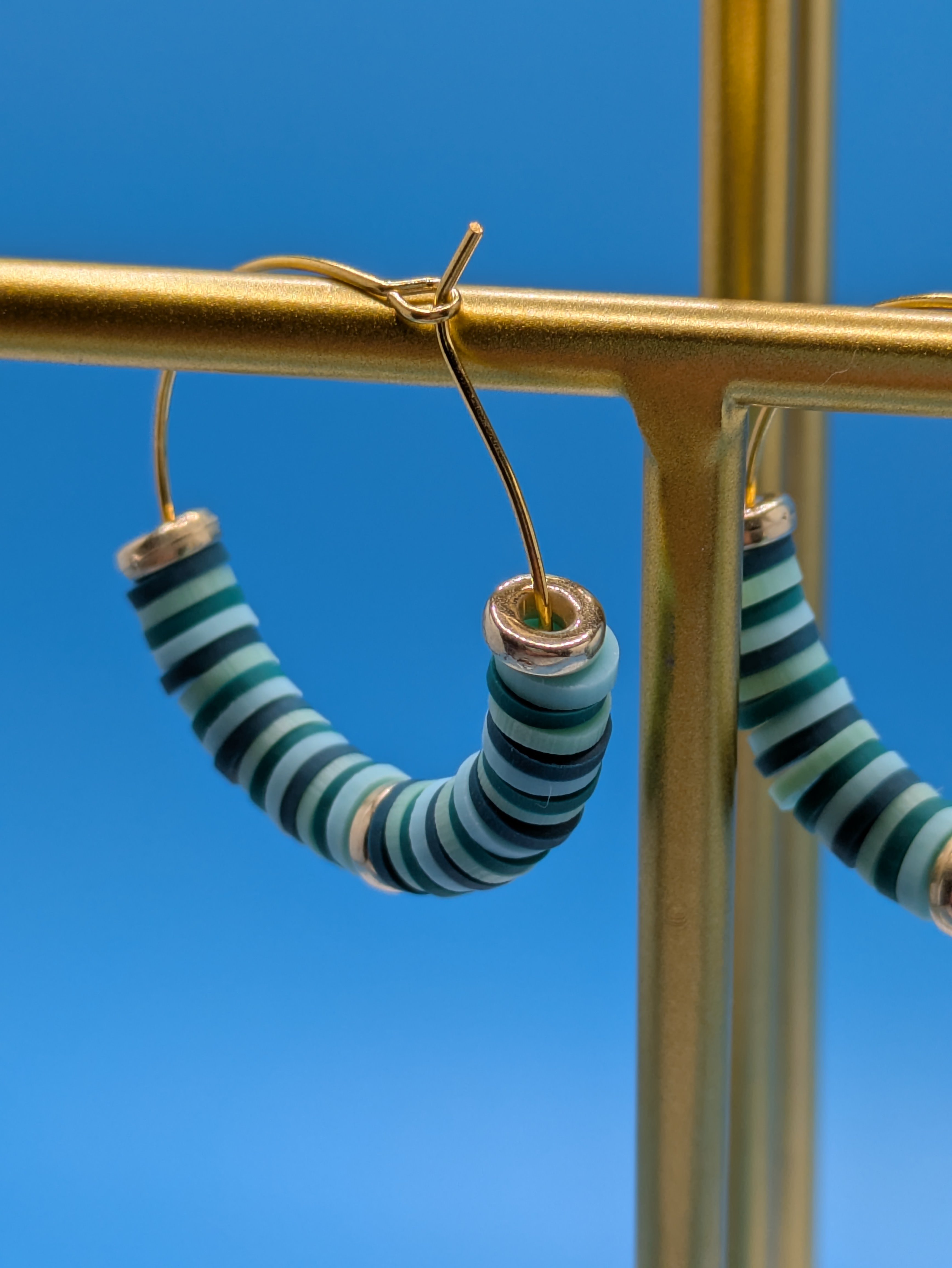 Striped Beaded Hoop Earrings