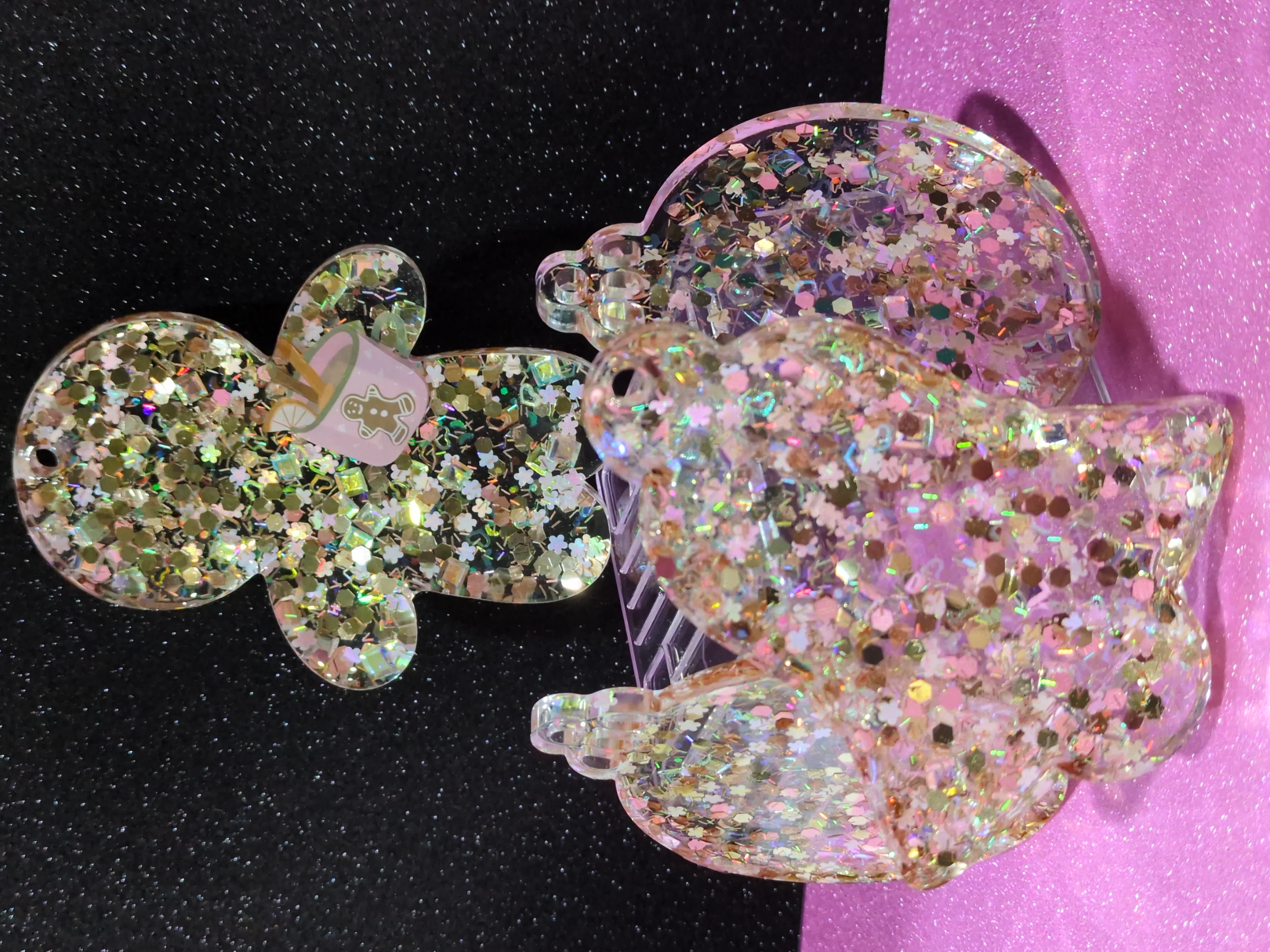 Pink and glitter - Oh My! 4 ornament set