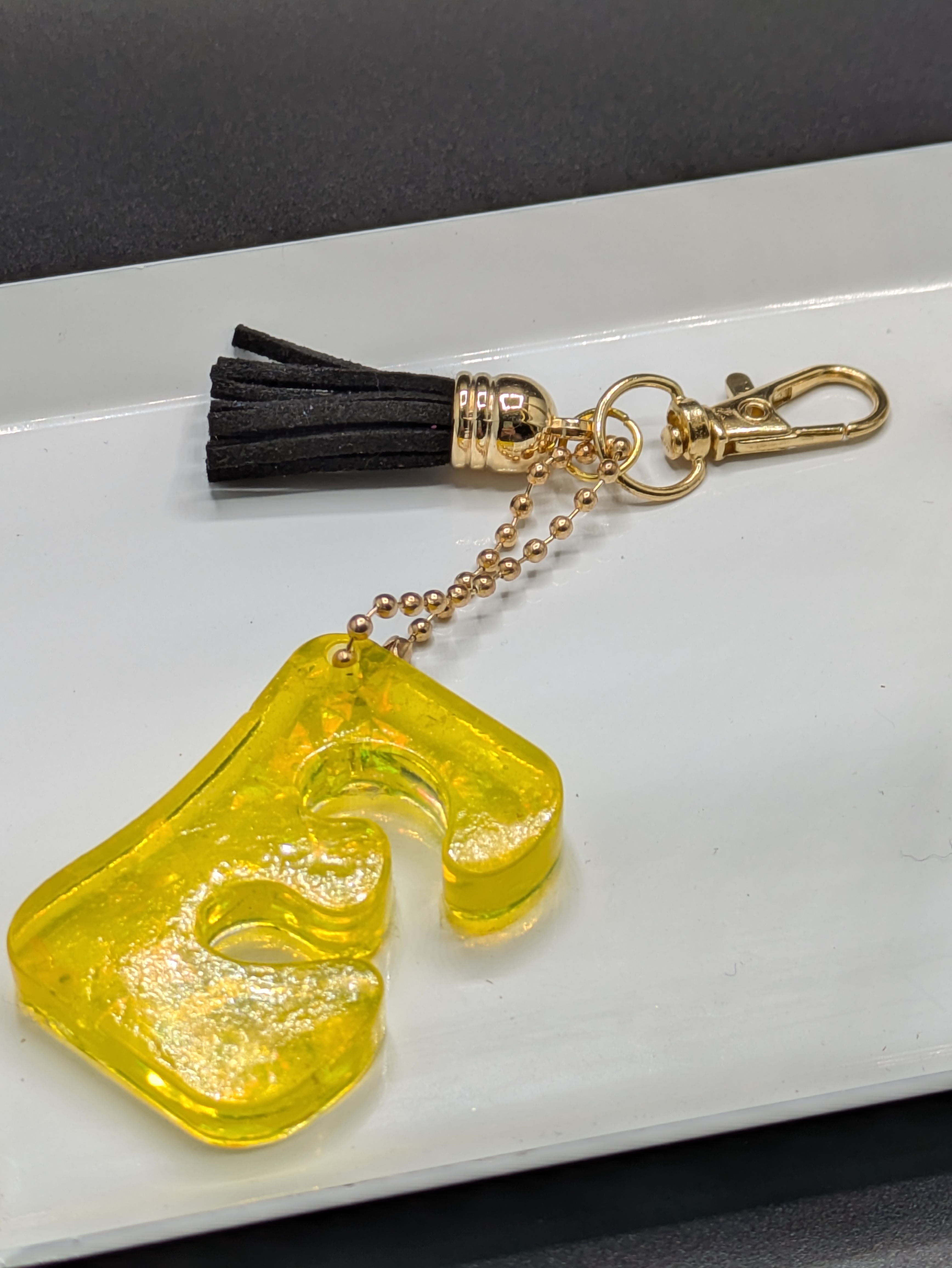 Resin Letter E Keychain