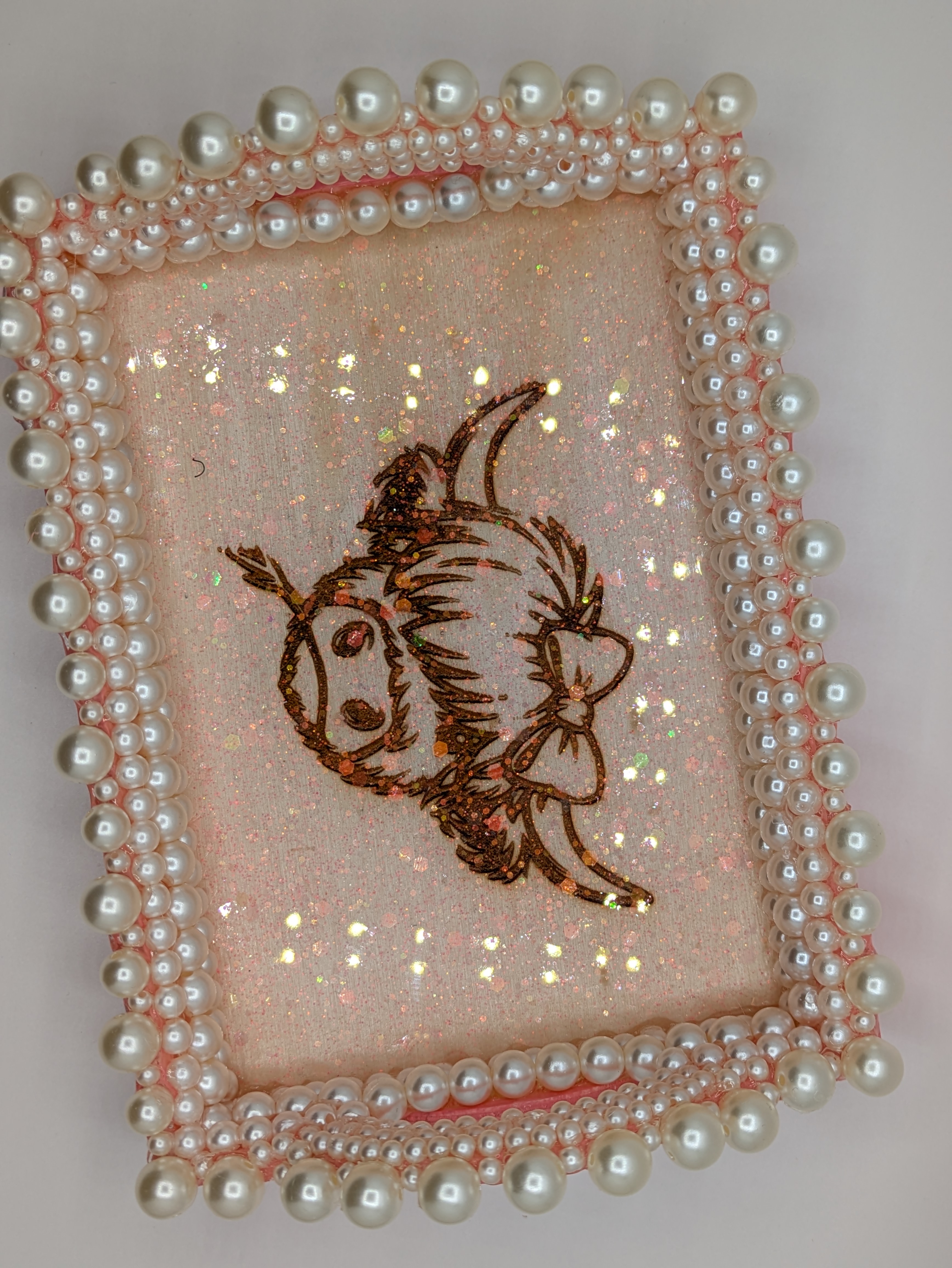 Pearl Embellished Cow Art Trinket tray 