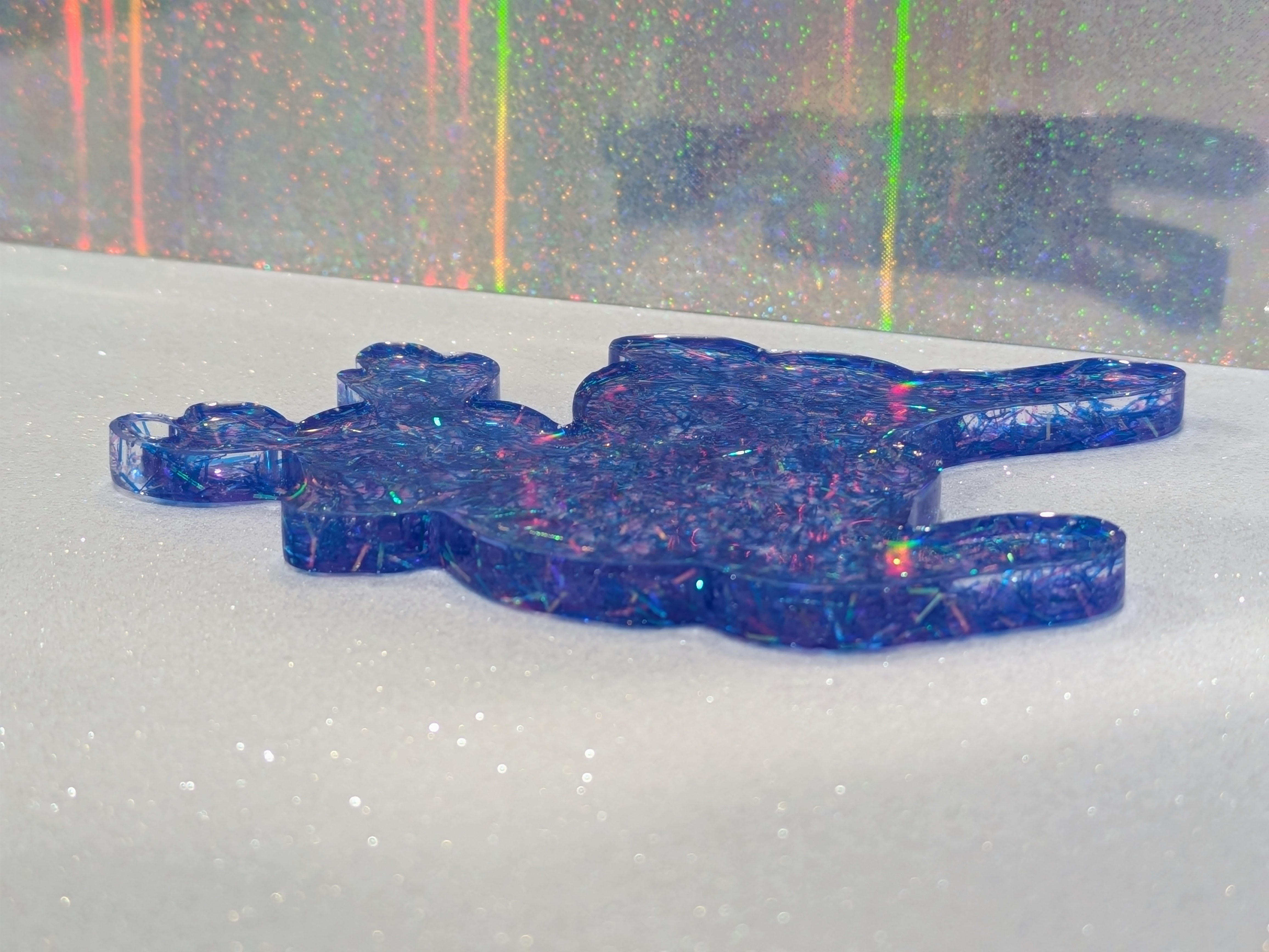 Blue Glitter Reindeer Figurine