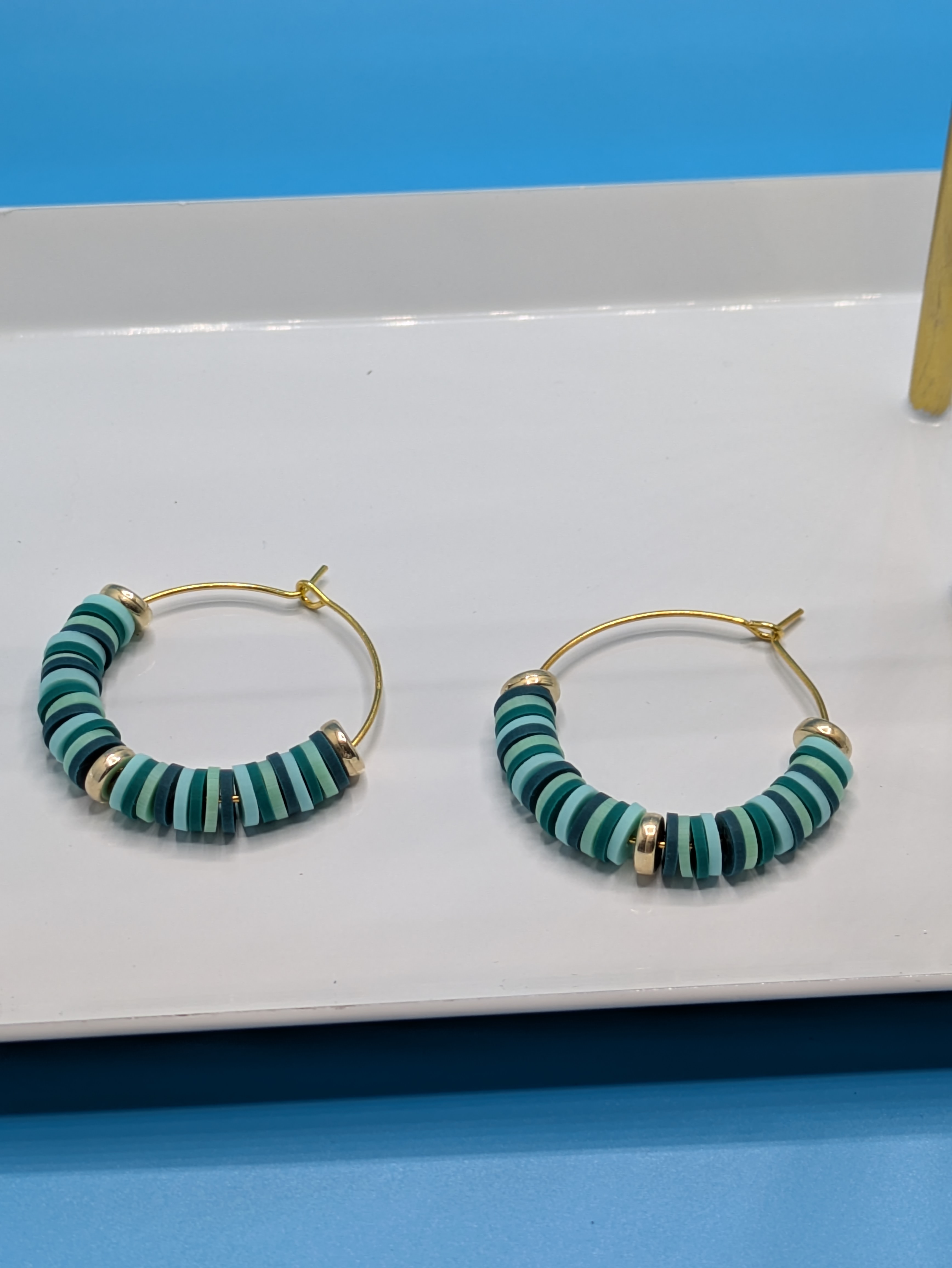 Striped Beaded Hoop Earrings