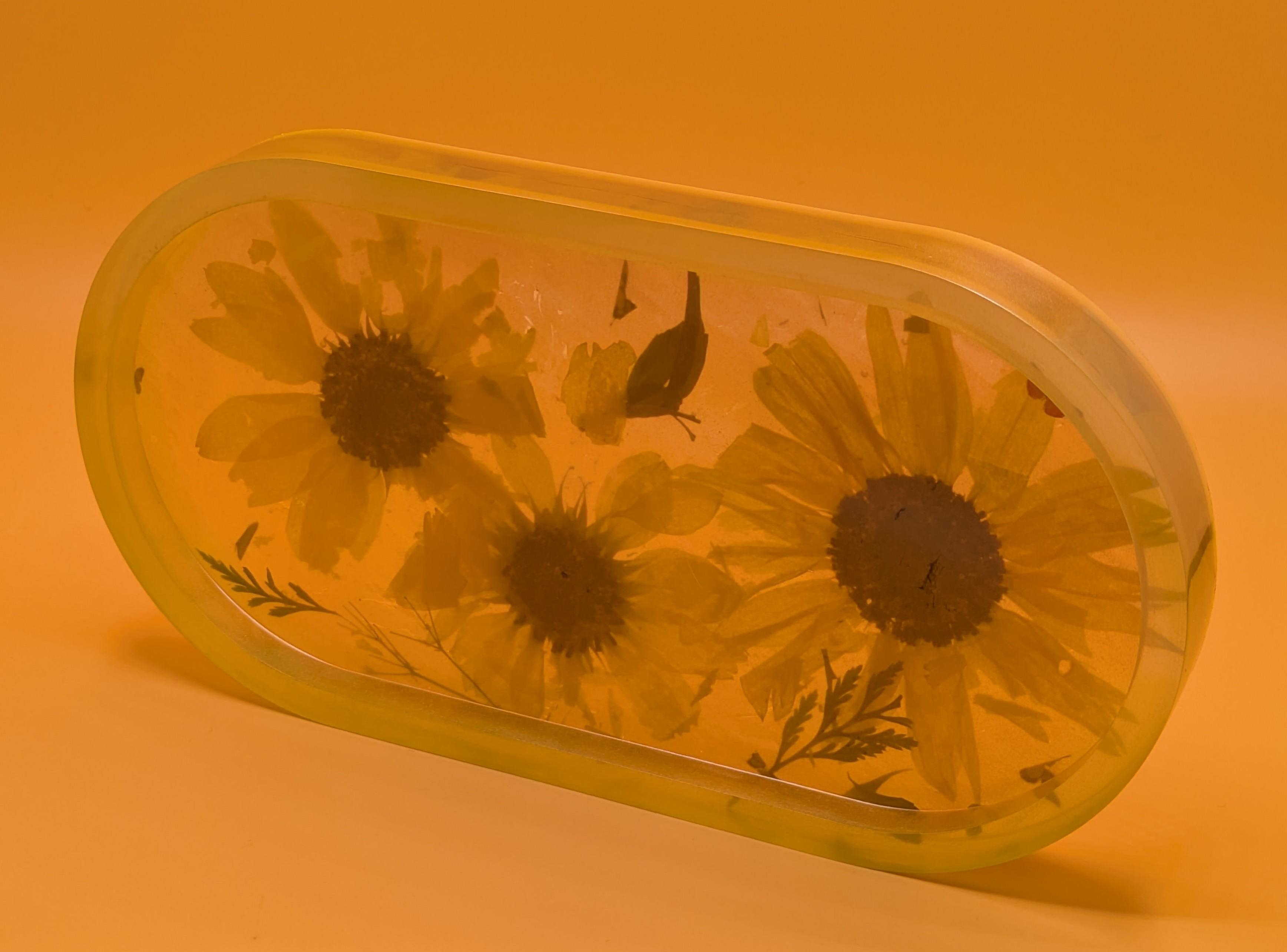 Resin Flower Oval tray