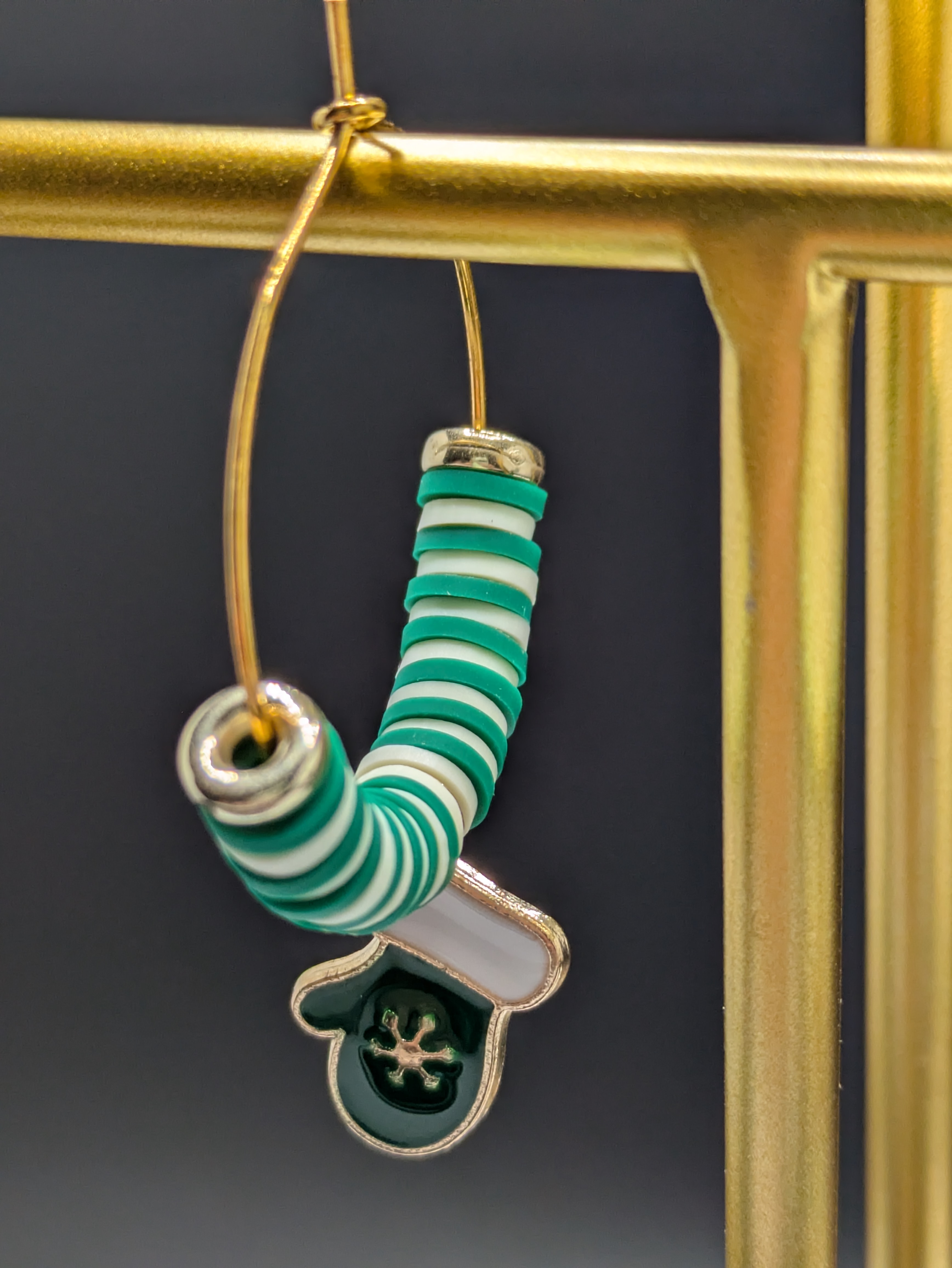 Green Mitten Hoop Earrings