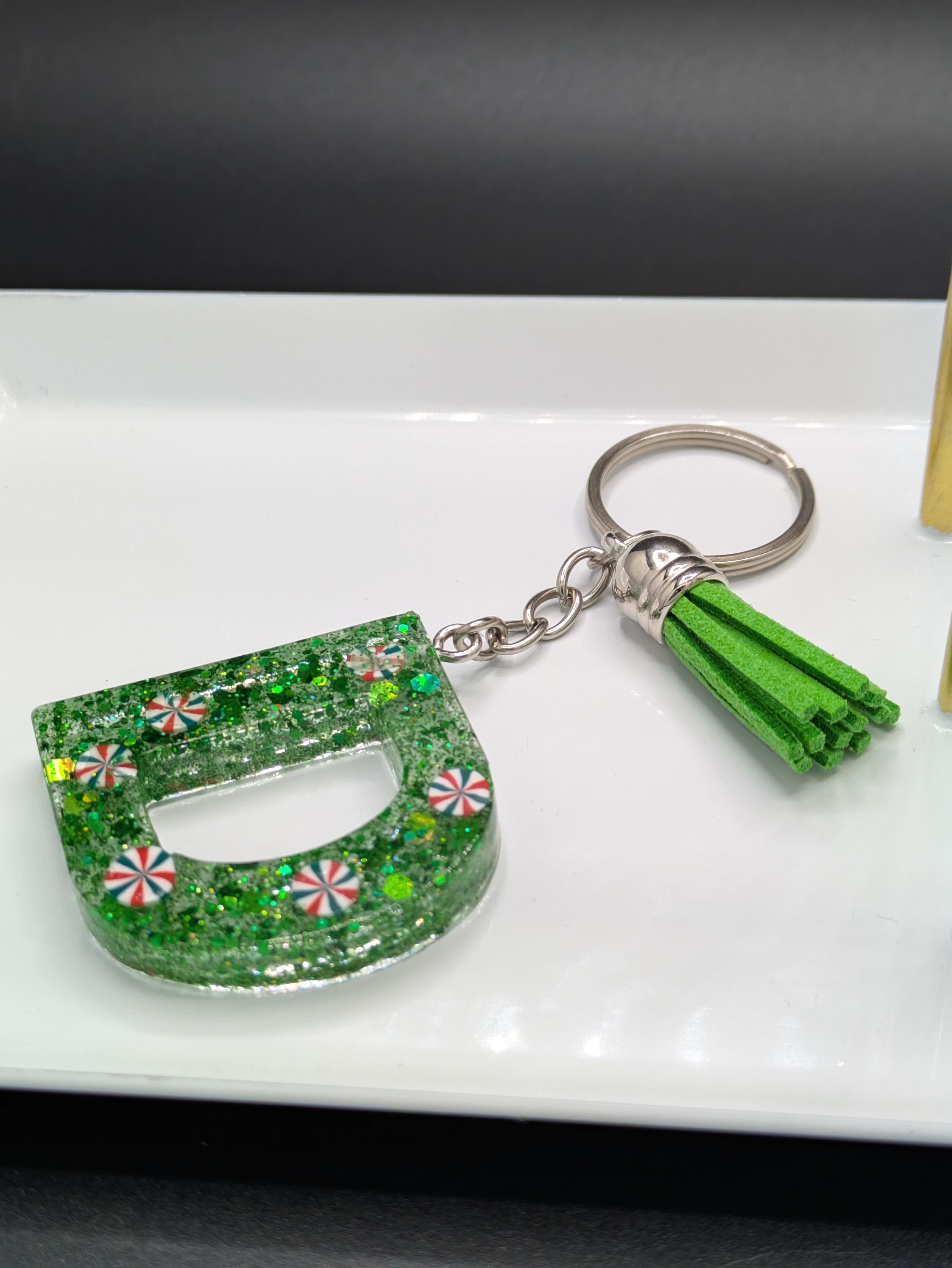 Green Letter D Keychain