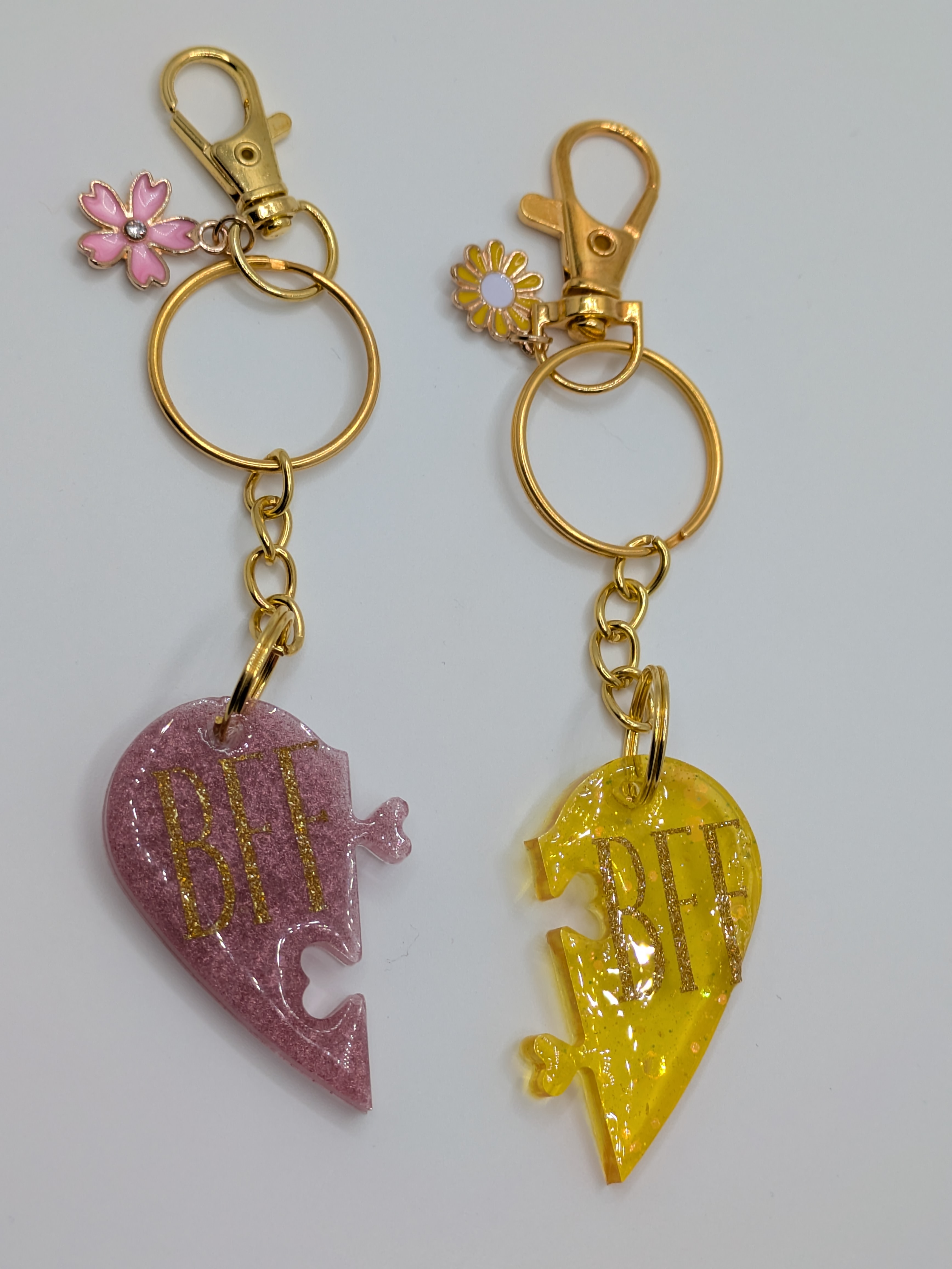 BFF Puzzle Heart Keychain