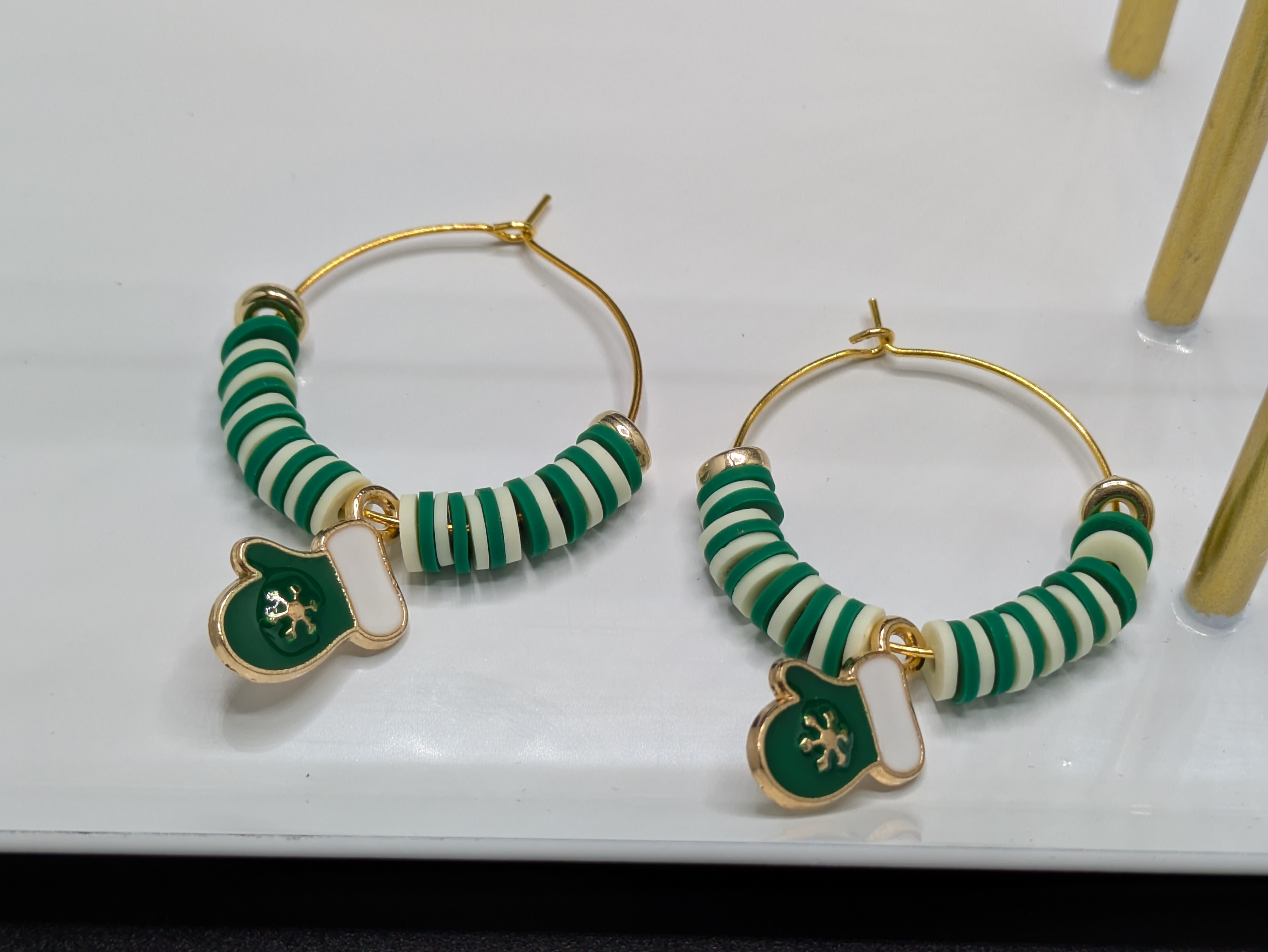 Green Mitten Hoop Earrings