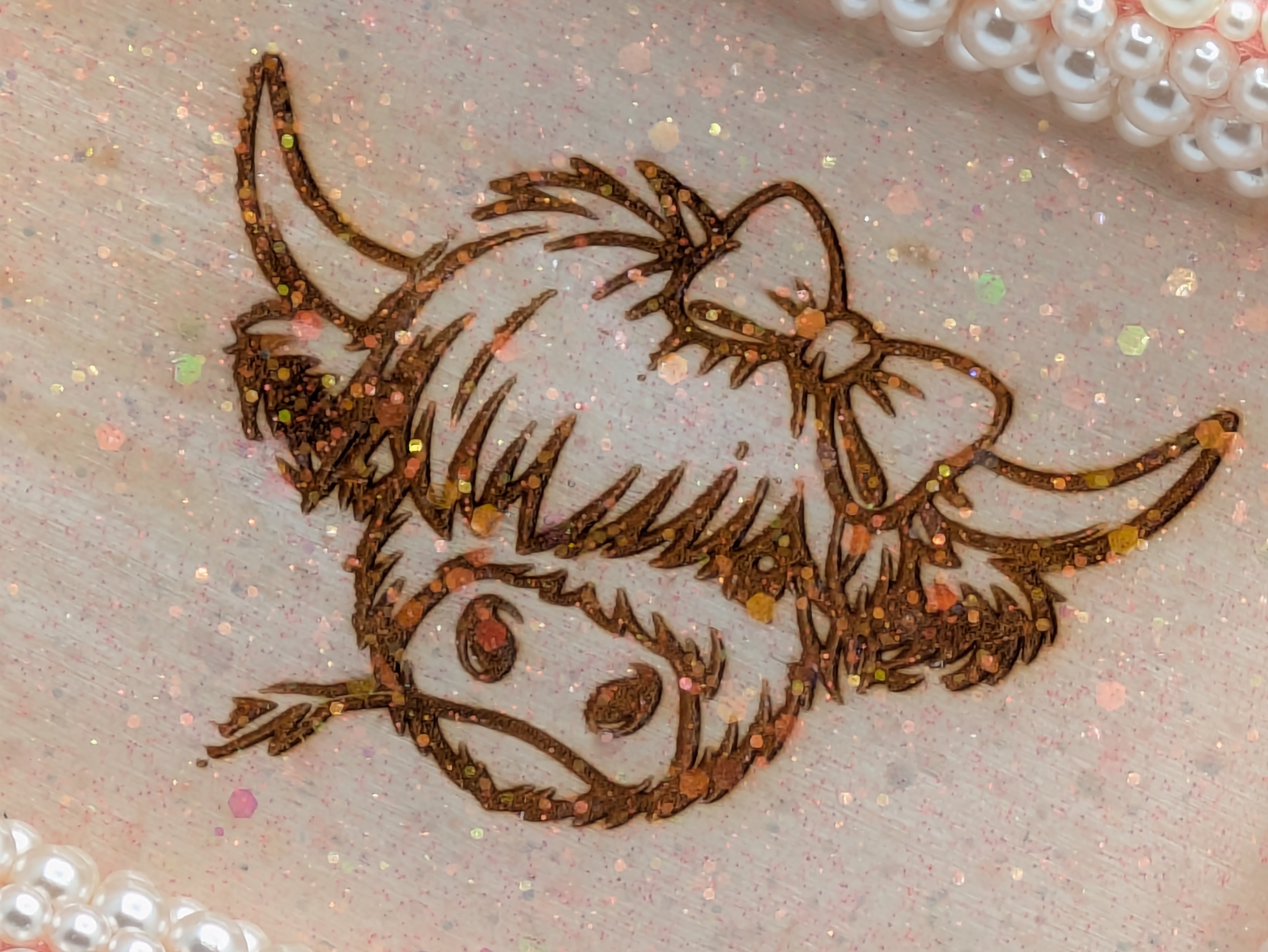 Pearl Embellished Cow Art Trinket tray 