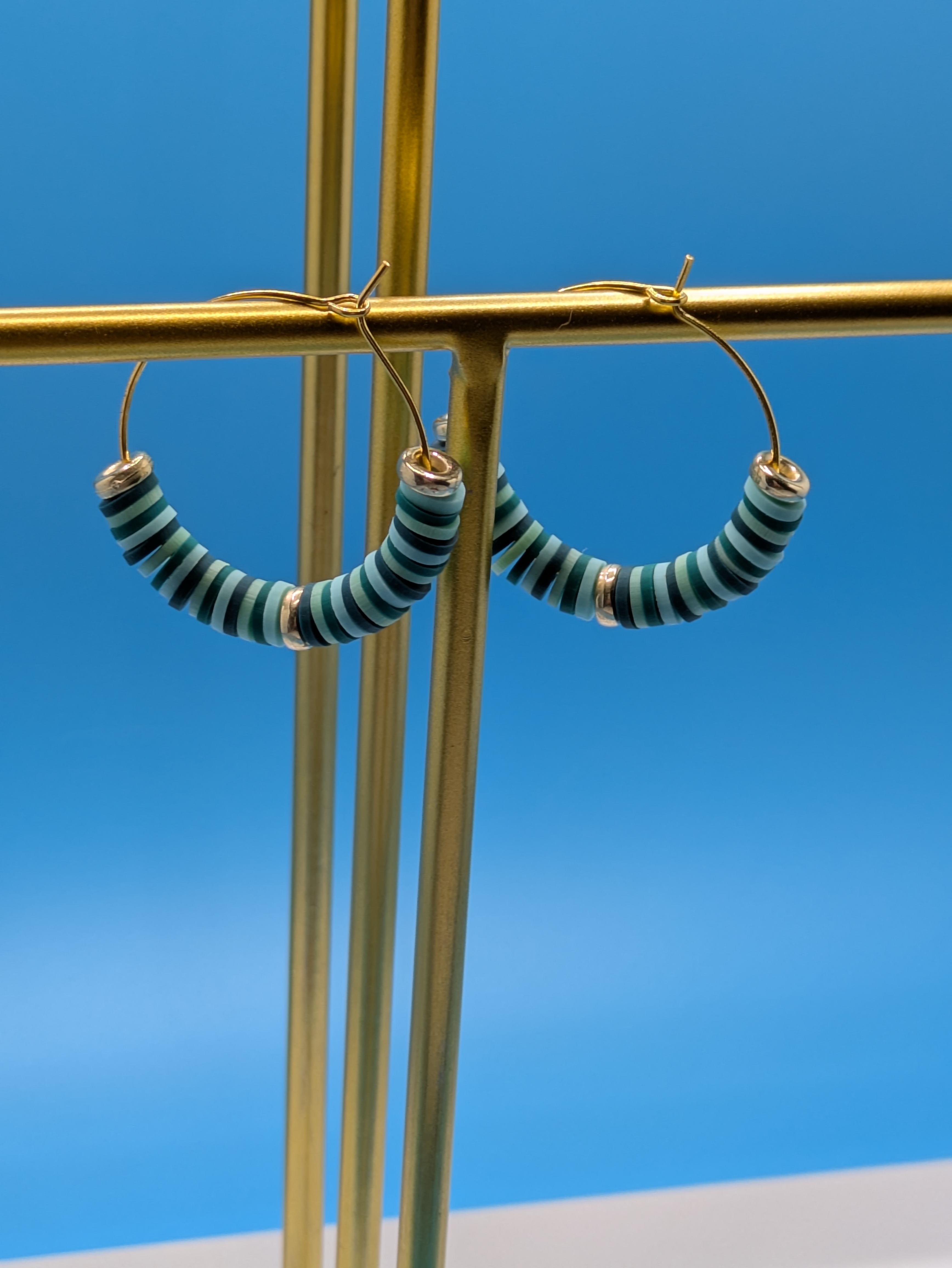Striped Beaded Hoop Earrings