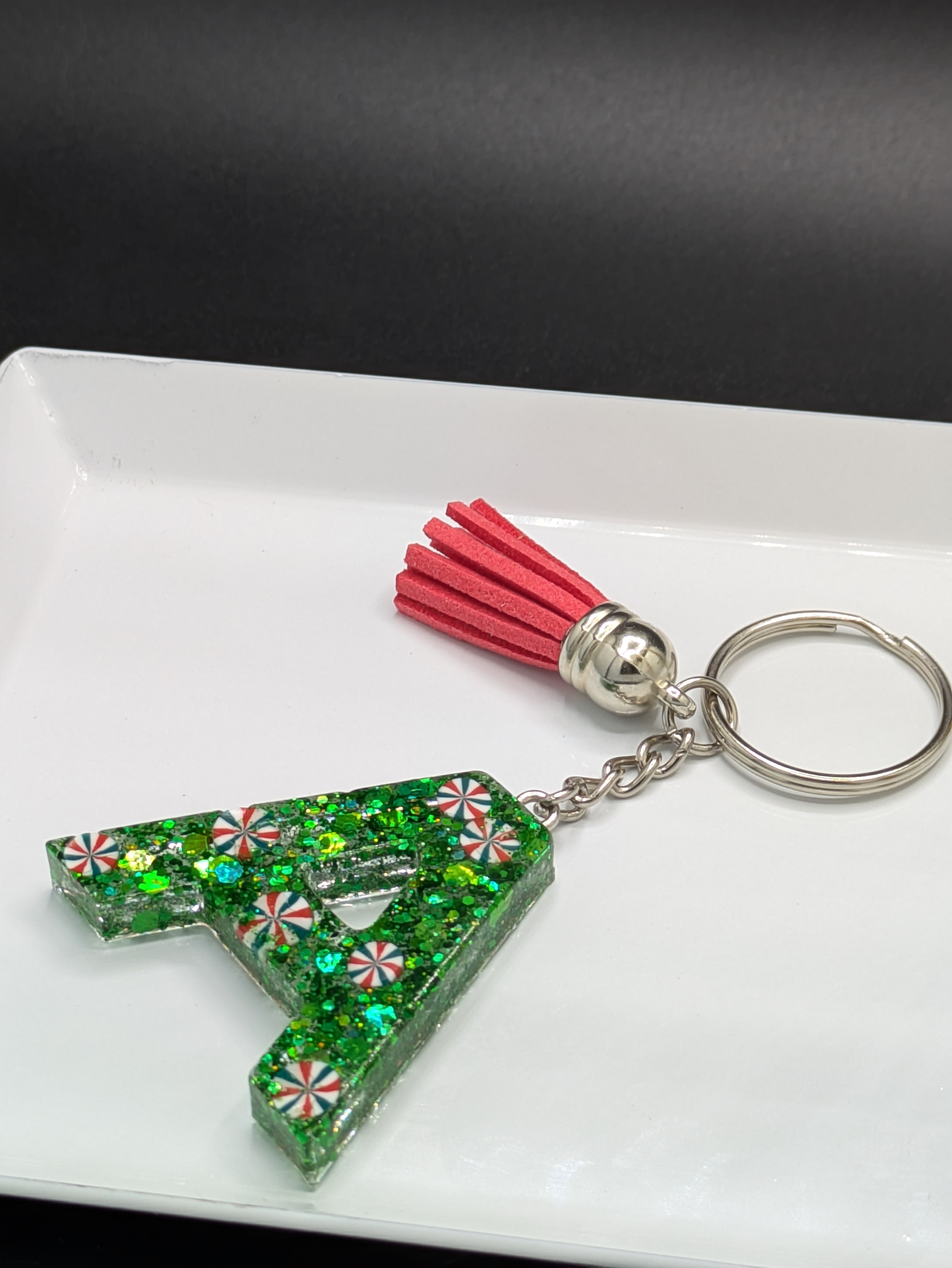 Letter A Glitter Keychain
