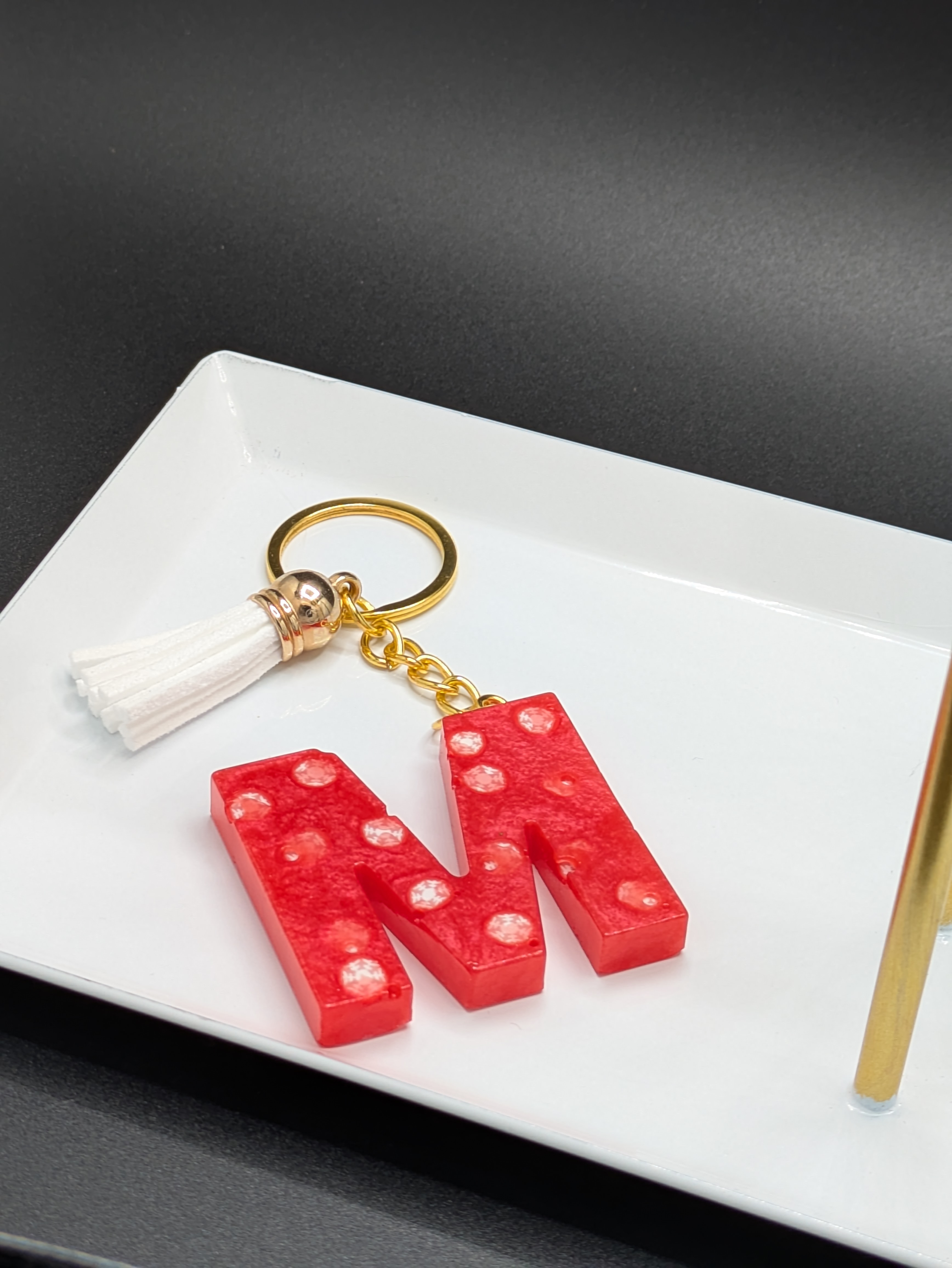 Red M Letter Keychain