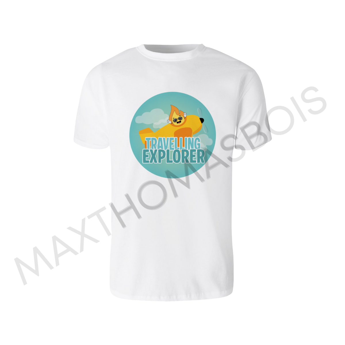 TEE SHIRT BLANC 'TRAVEL LIFE' 100% COTON - ADULTE