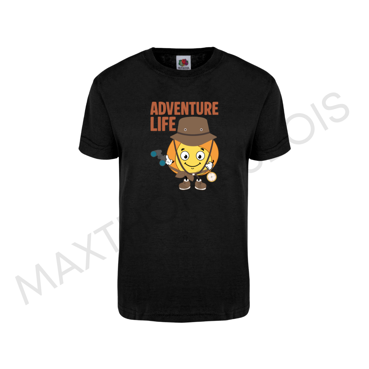 TEE SHIRT NOIR 'TRAVEL LIFE' 100% COTON - ADULTE