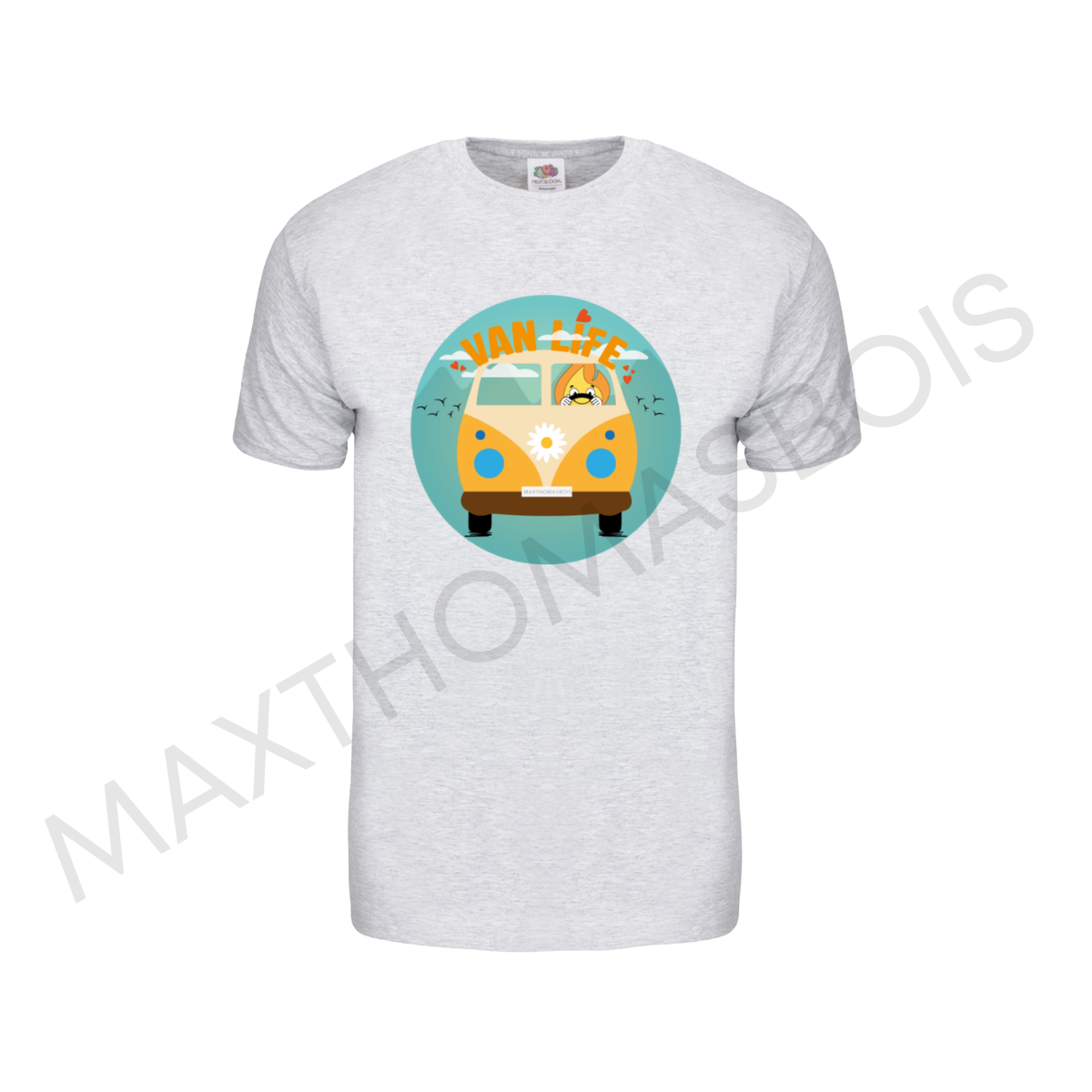 TEE SHIRT GRIS 'TRAVEL LIFE' 100% COTON - ADULTE