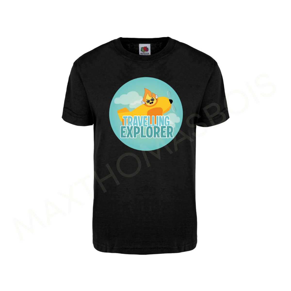 TEE SHIRT NOIR 'TRAVEL LIFE' 100% COTON - ADULTE