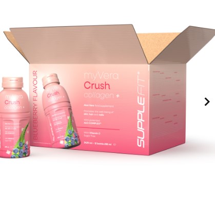MYVERA CRUSH Collagen + | Complément alimentaire en bouteilles unidoses de 285 ml (12 bouteilles) - 3420 ml