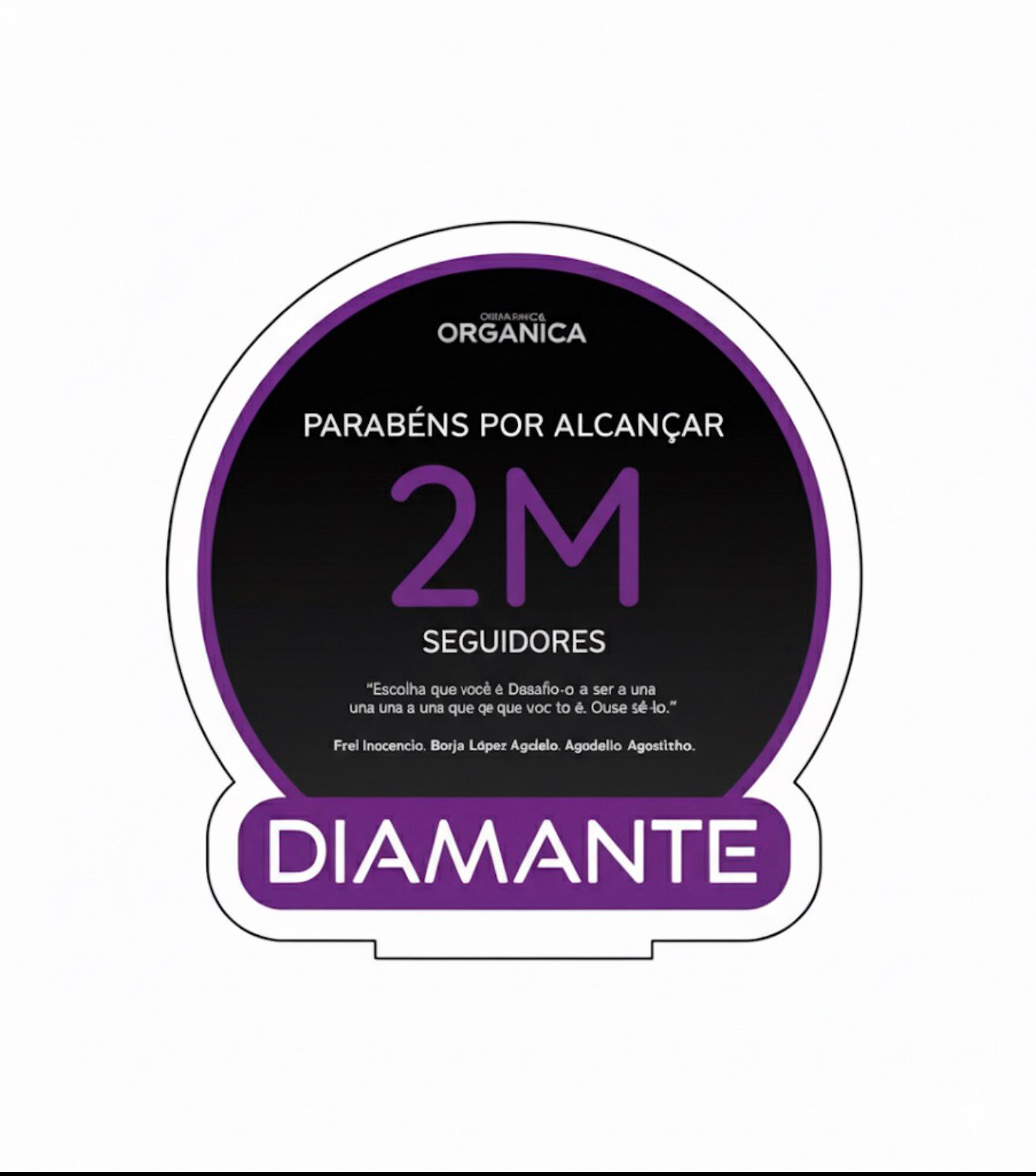 Placa Diamante para 2M de Seguidores
