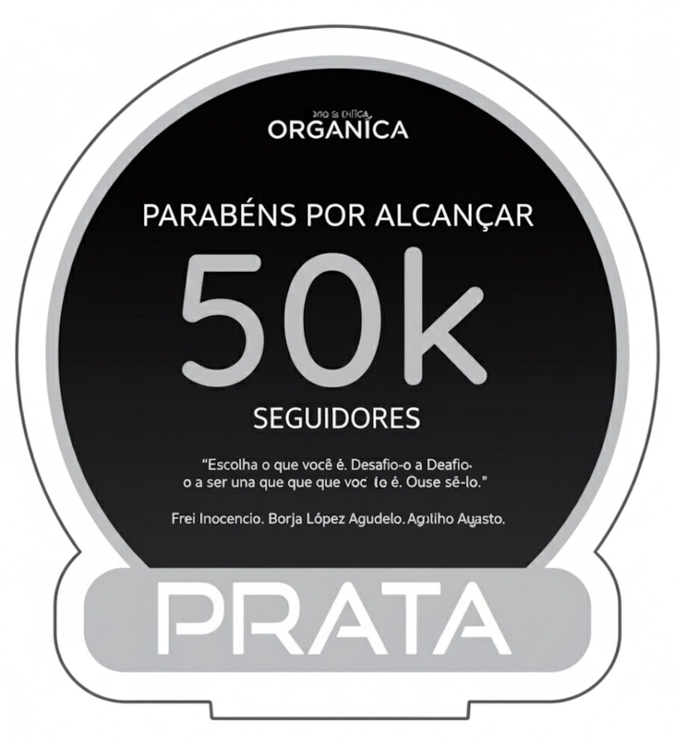 Placa de prêmio PRATA 50k seguidores