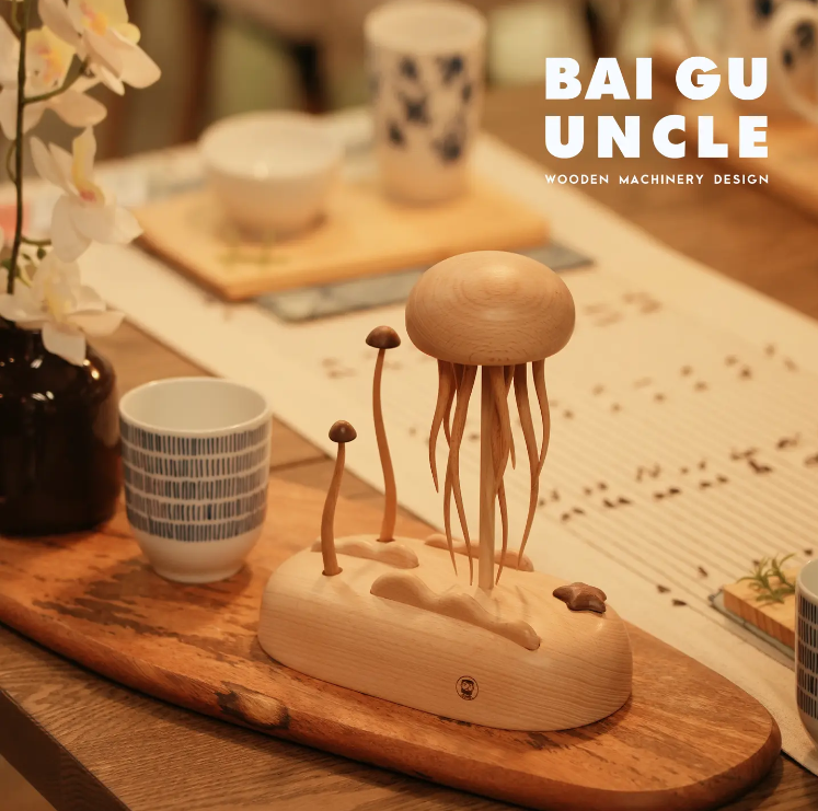 Wooden Jellyfish Creative Desktop Ornament, Home Decor, Festival Birthday Gift, Handmade Craft
