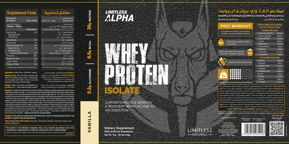 Limitless Alpha, Whey Protein Isolate, 1kg, 30 Servings
