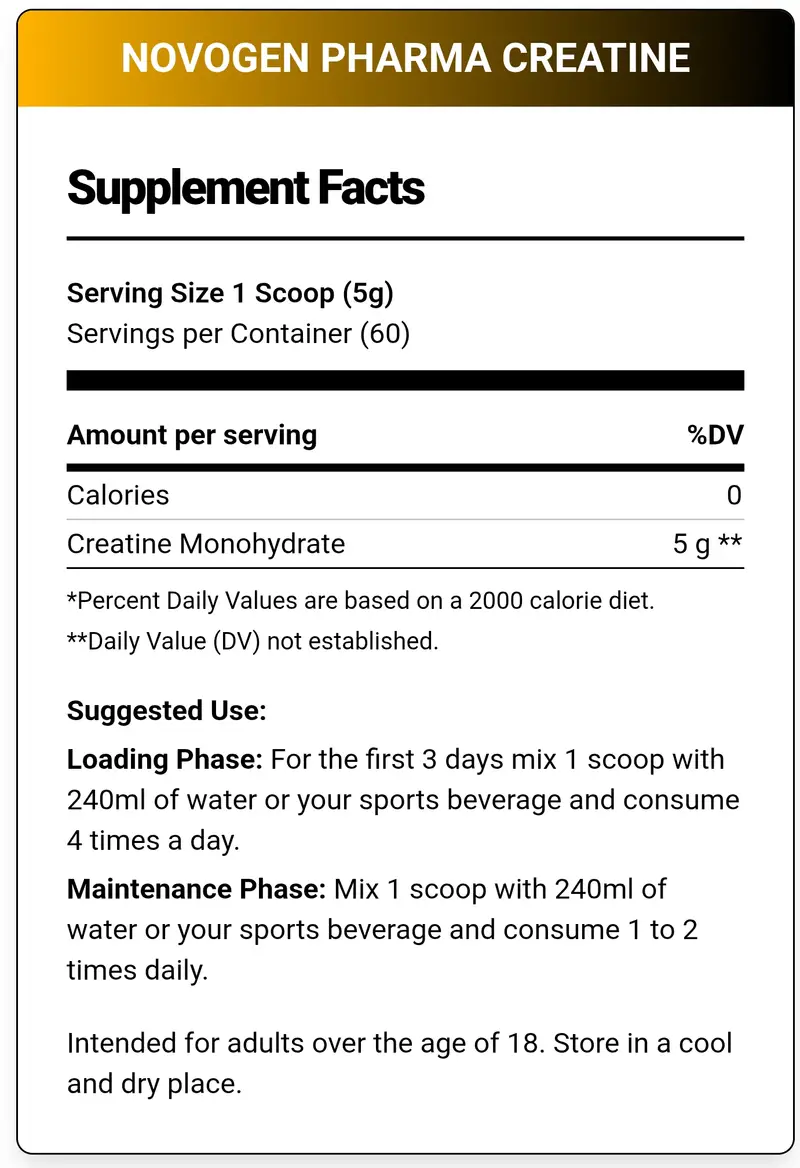 NOVOGEN PHARMA, CREATINE 60 SERVING 